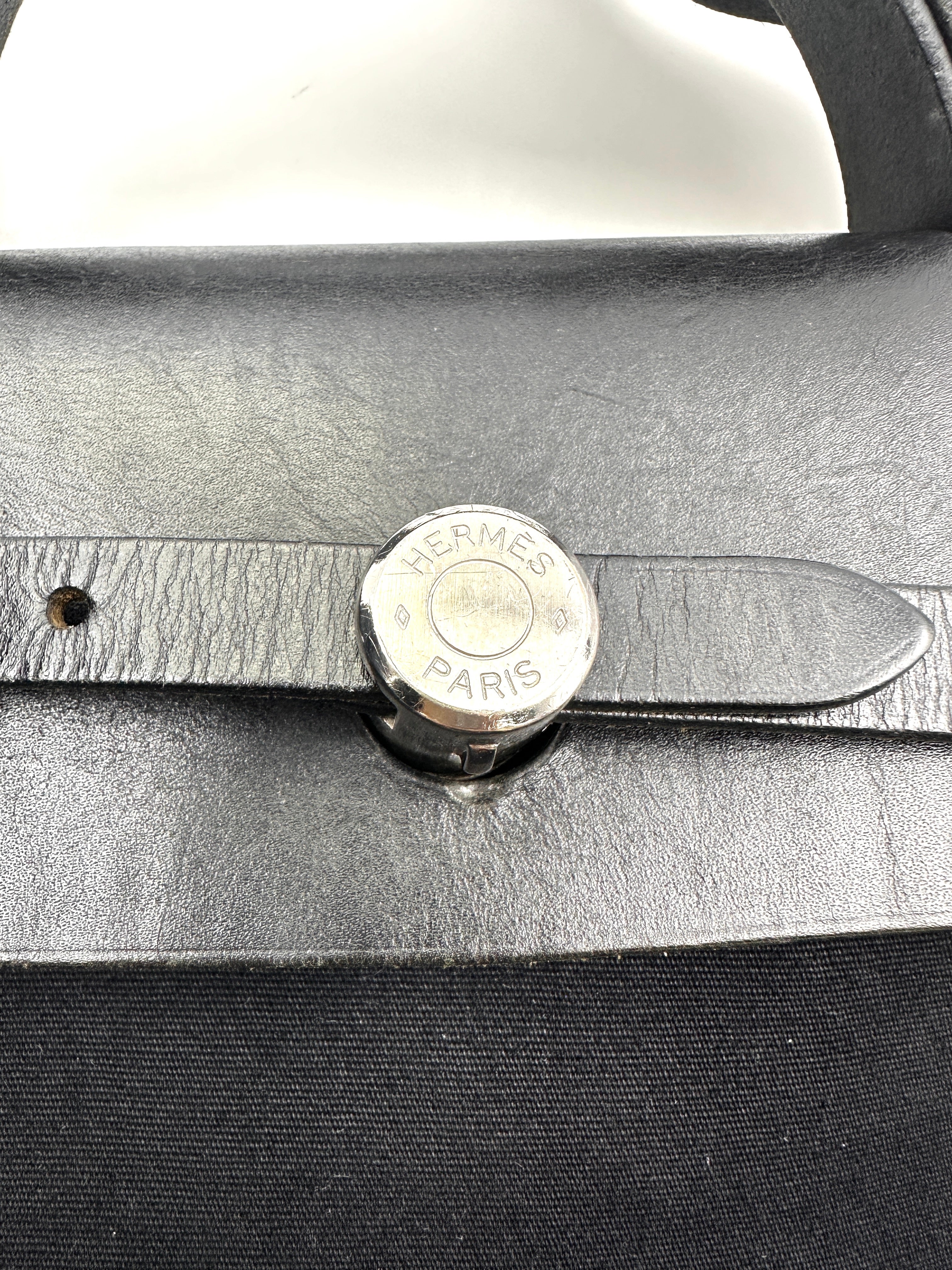Hermes Herbag39 Navy Canvas Handle Bag HR104