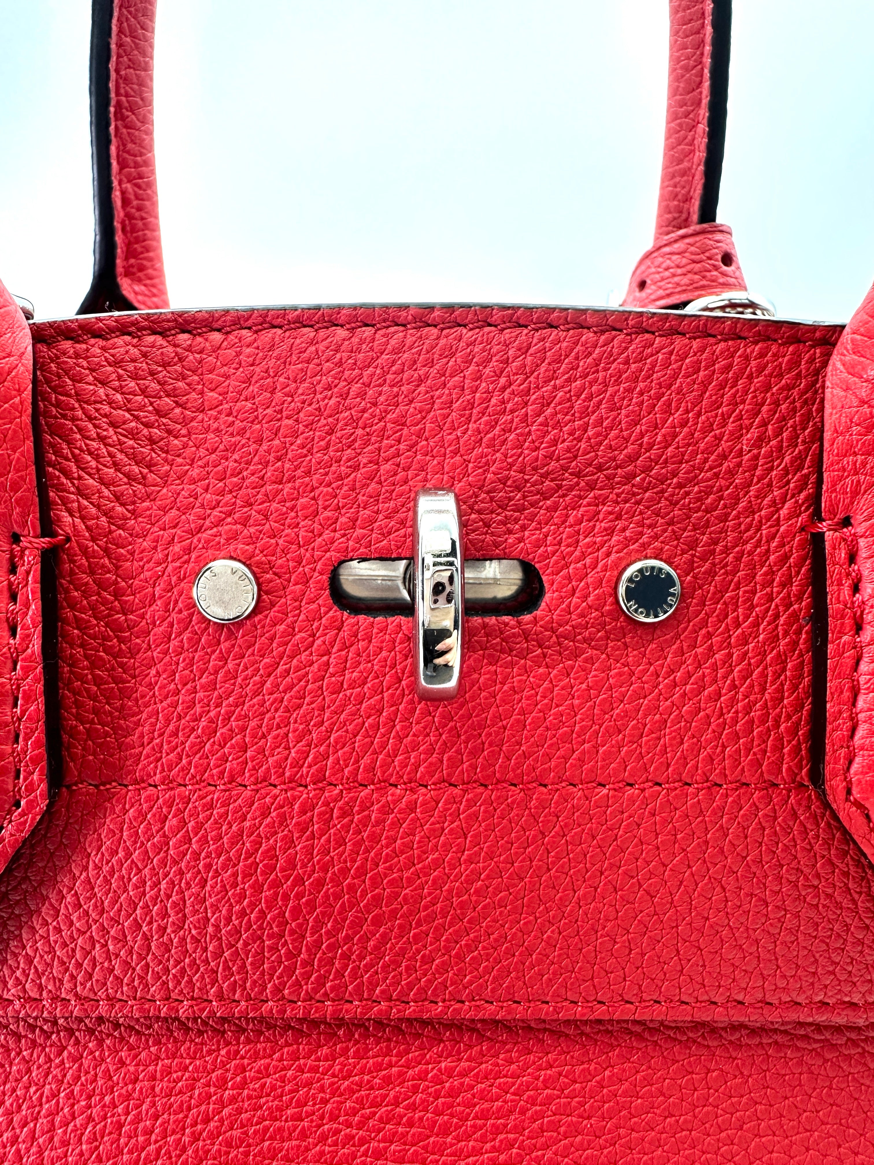 Louis Vuitton City Steamer Red Grained Leather Handle Bag LV2510