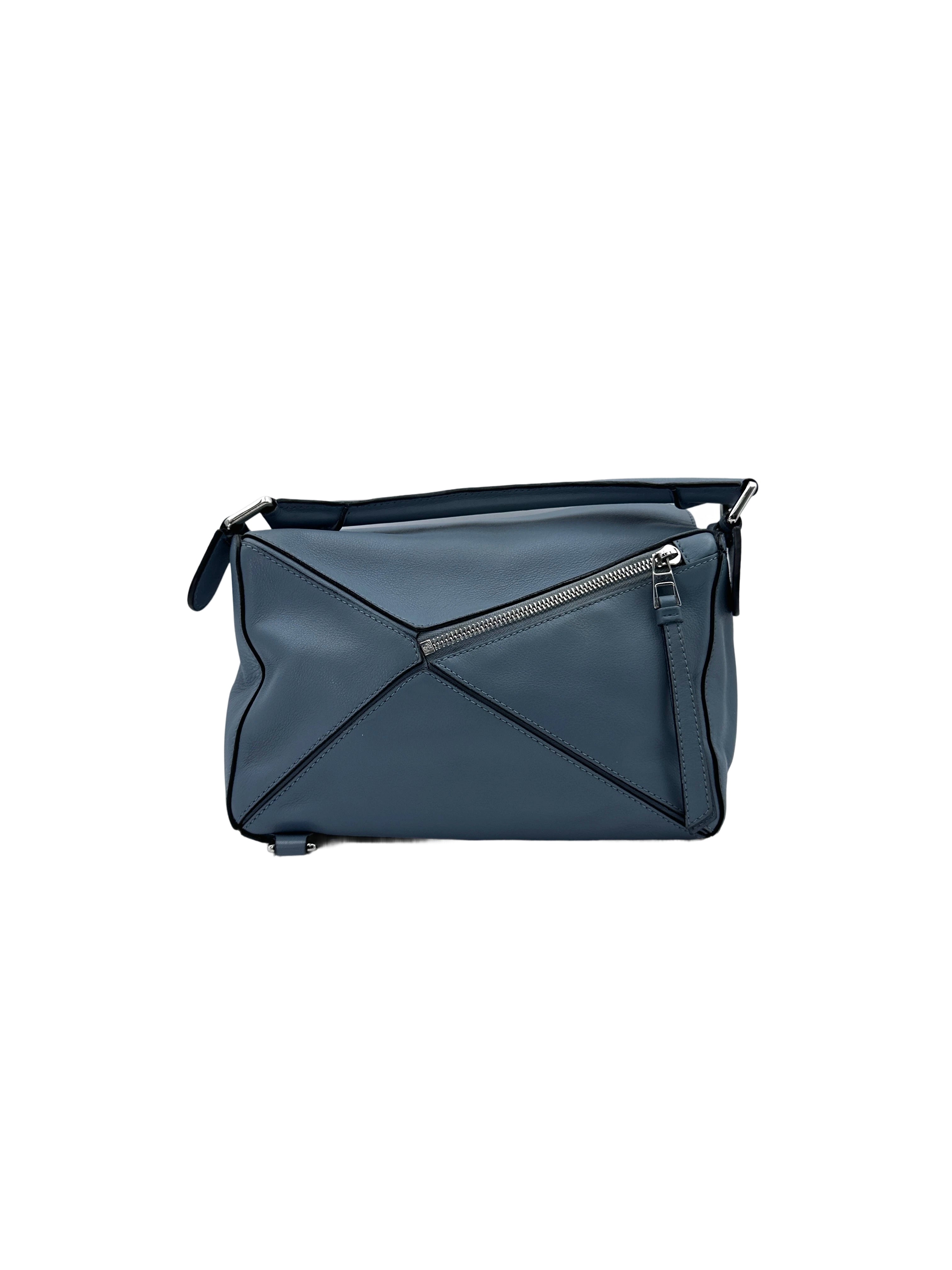Loewe Puzzle Blue Leather Small Size Shoulder Bag LW84