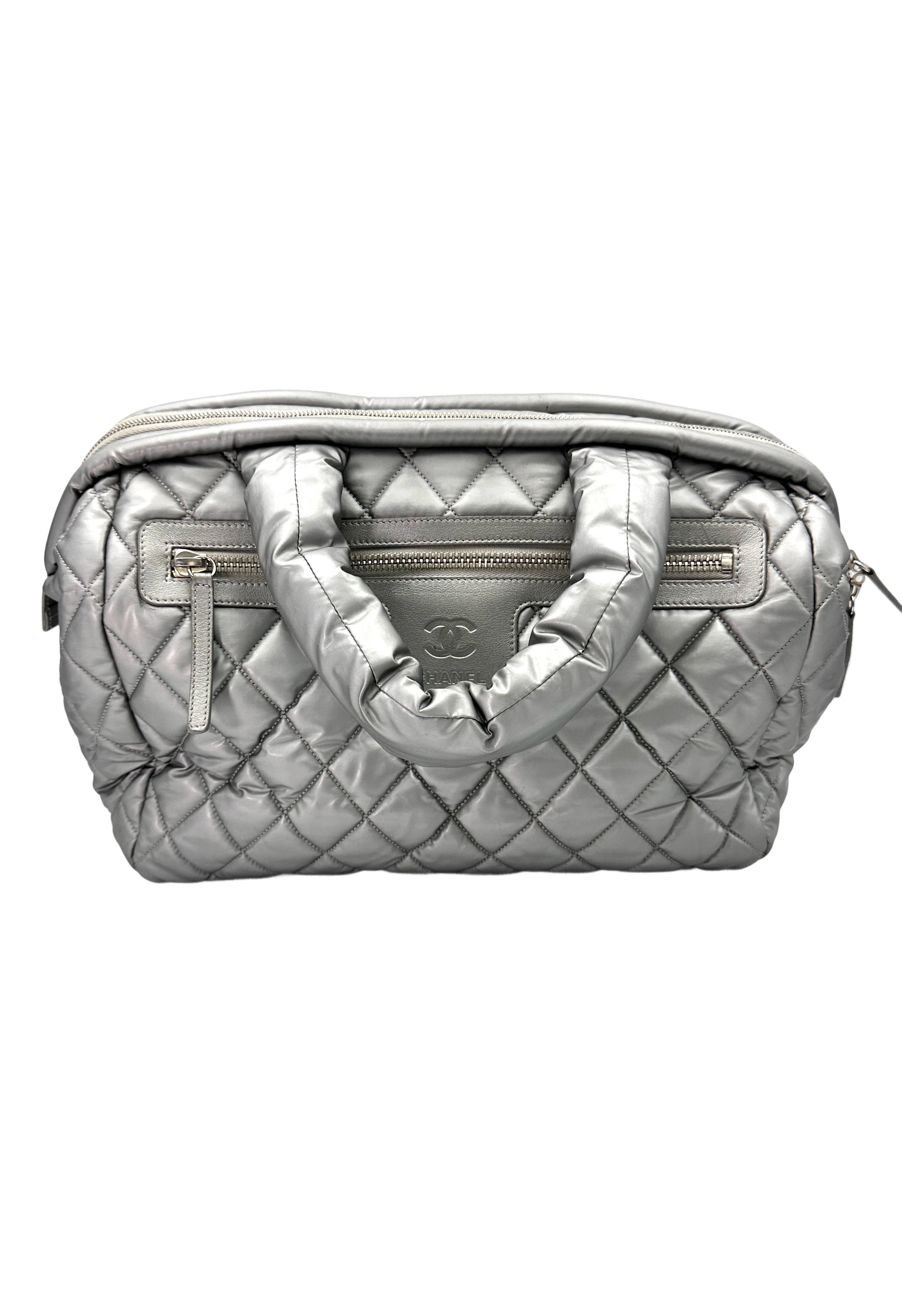 Chanel Coco Cocoon Silver Quilted Puffy Leather Handle Bag(15***55) CC1838