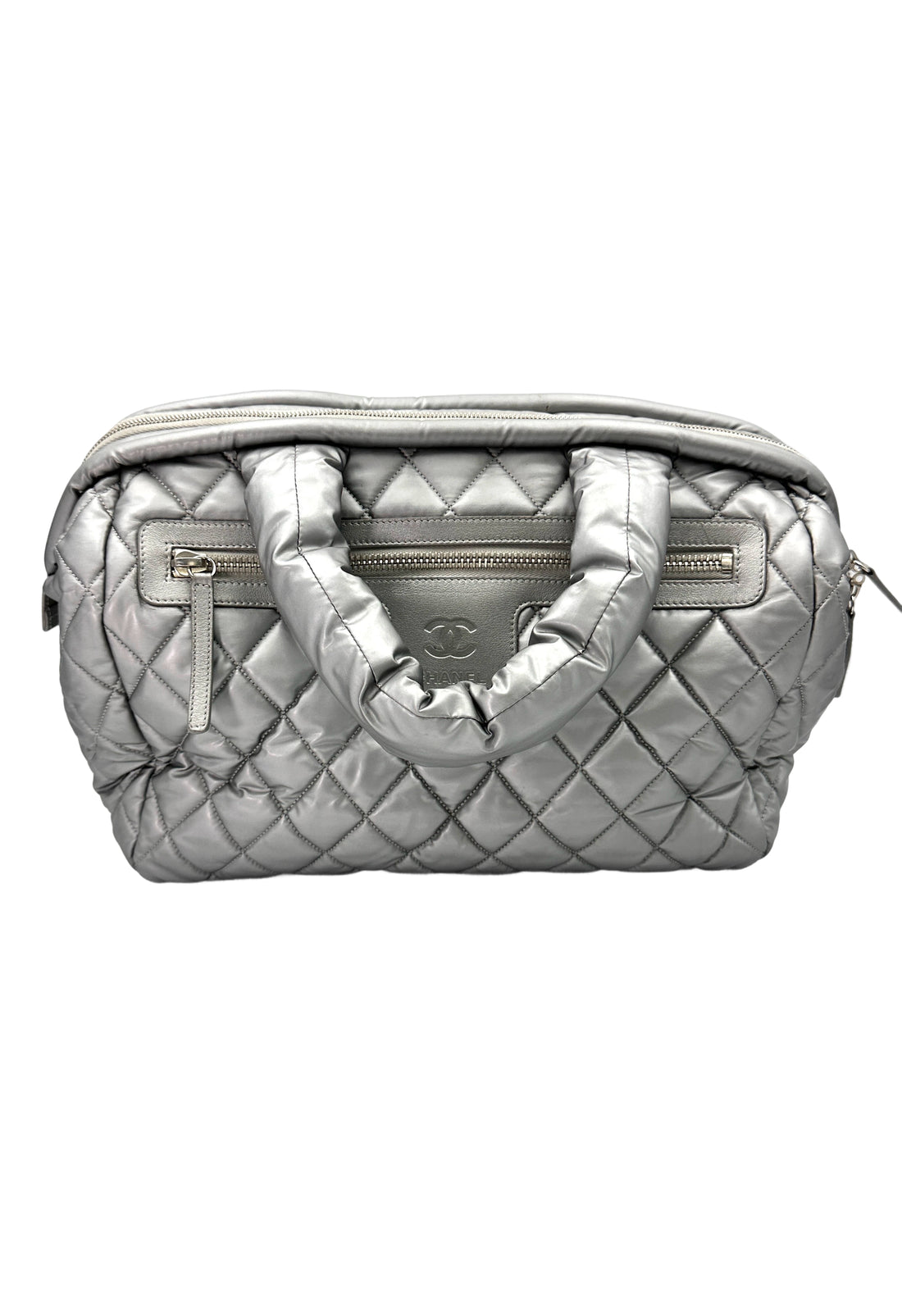 Chanel Coco Cocoon Silver Quilted Puffy Leather Handle Bag(15***55) CC1838