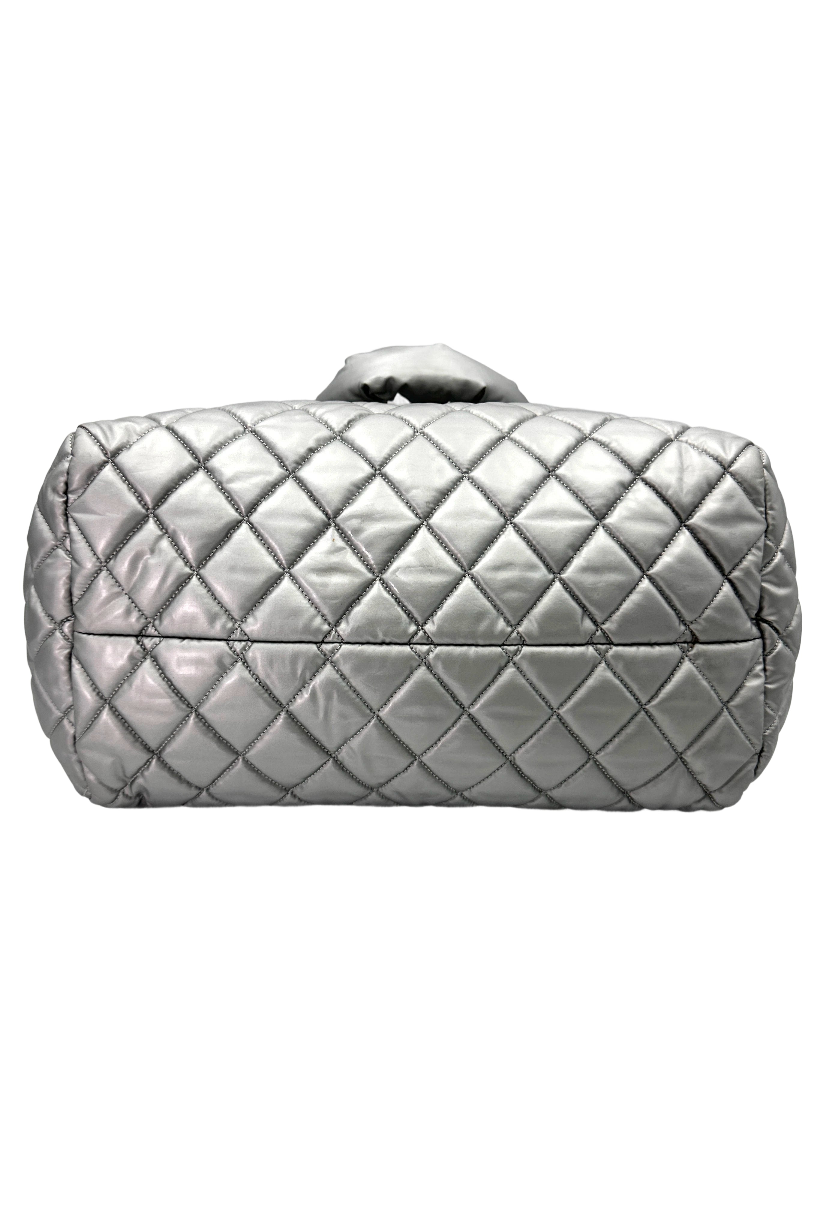 Chanel Coco Cocoon Silver Quilted Puffy Leather Handle Bag(15***55) CC1838