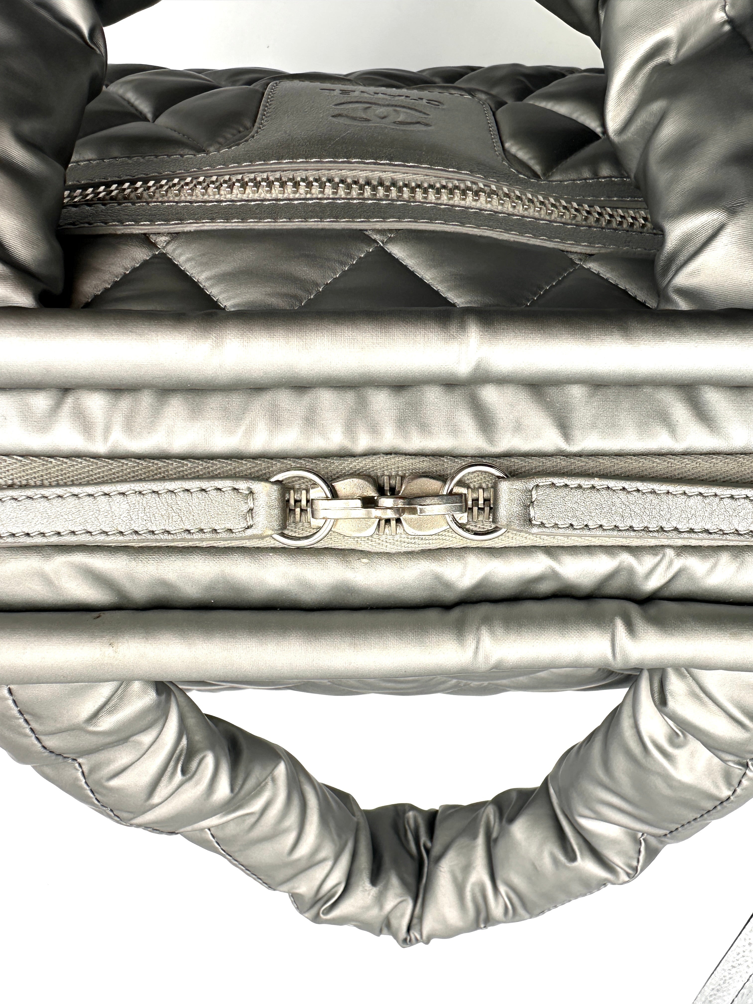 Chanel Coco Cocoon Silver Quilted Puffy Leather Handle Bag(15***55) CC1838