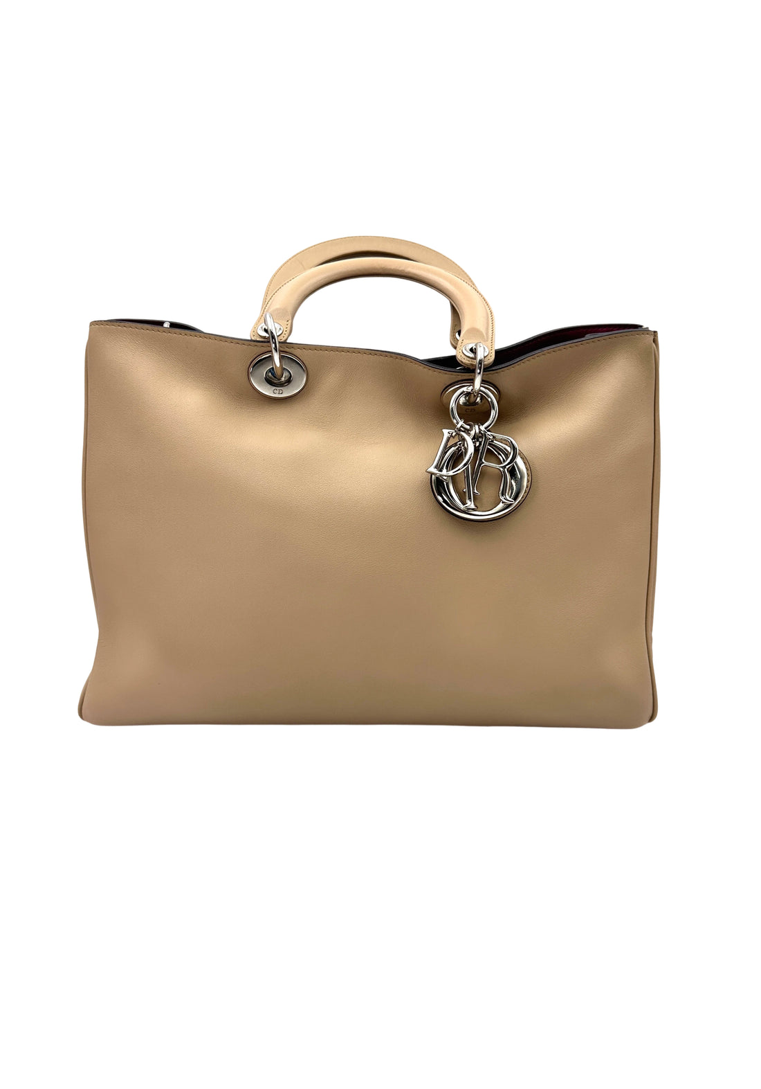 Christian Dior Diorissimo Beige Leather Large Size Top Handle Bag DR694