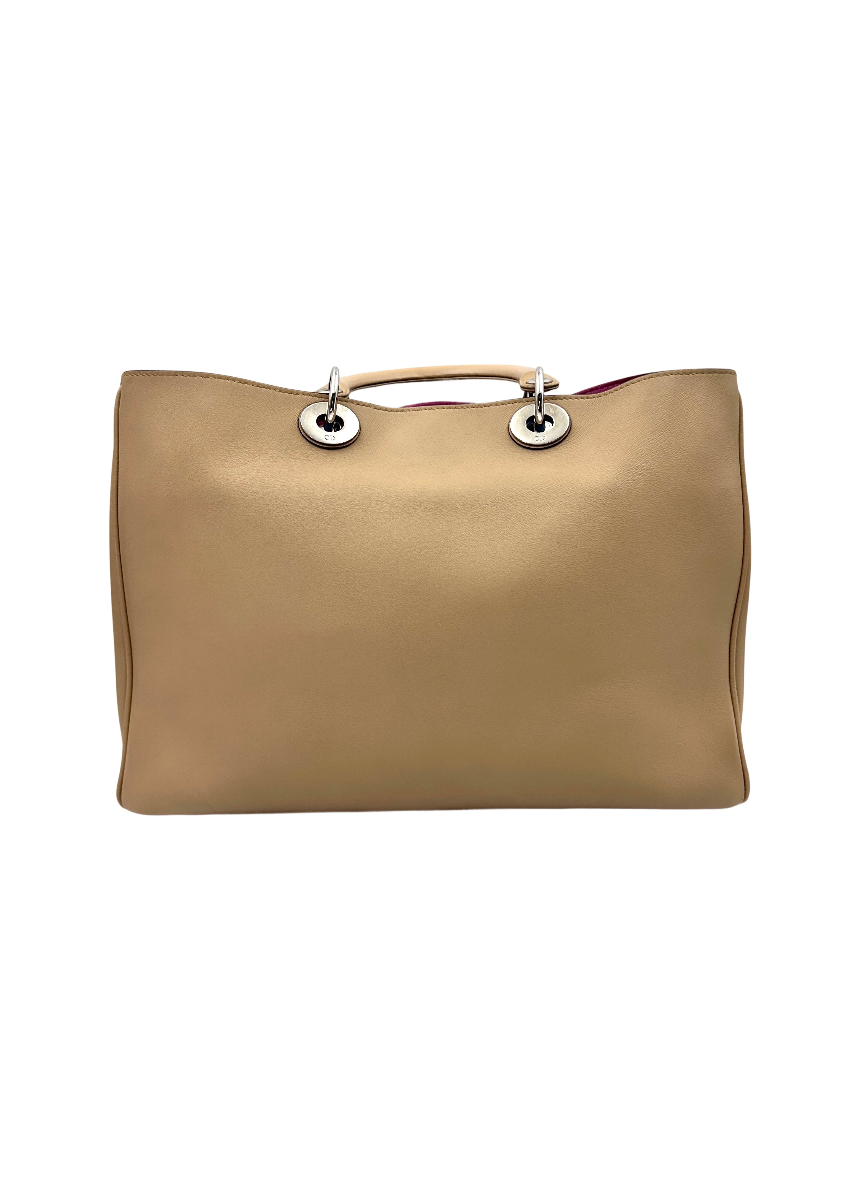 Christian Dior Diorissimo Beige Leather Large Size Top Handle Bag DR694