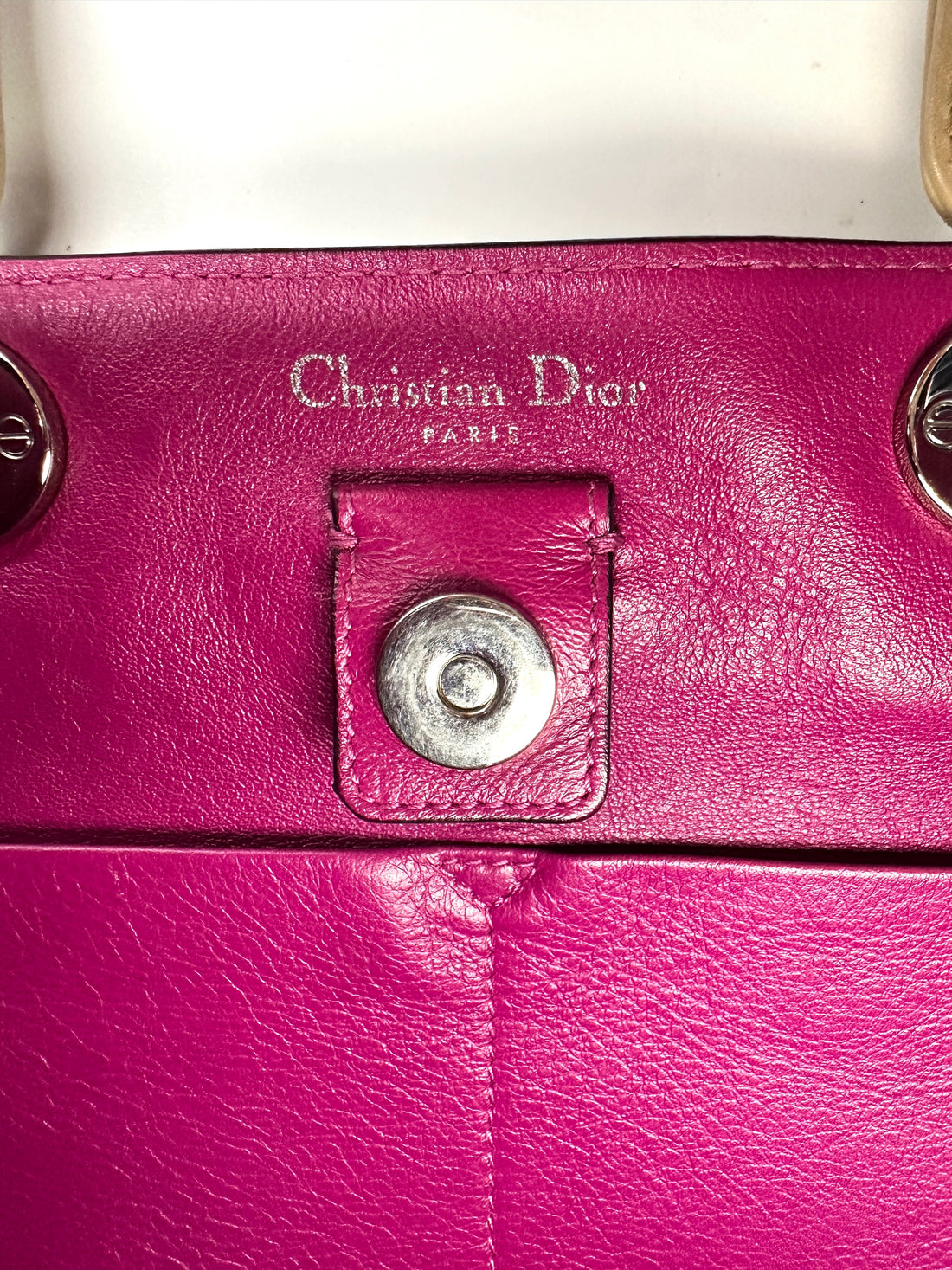 Christian Dior Diorissimo Beige Leather Large Size Top Handle Bag DR694
