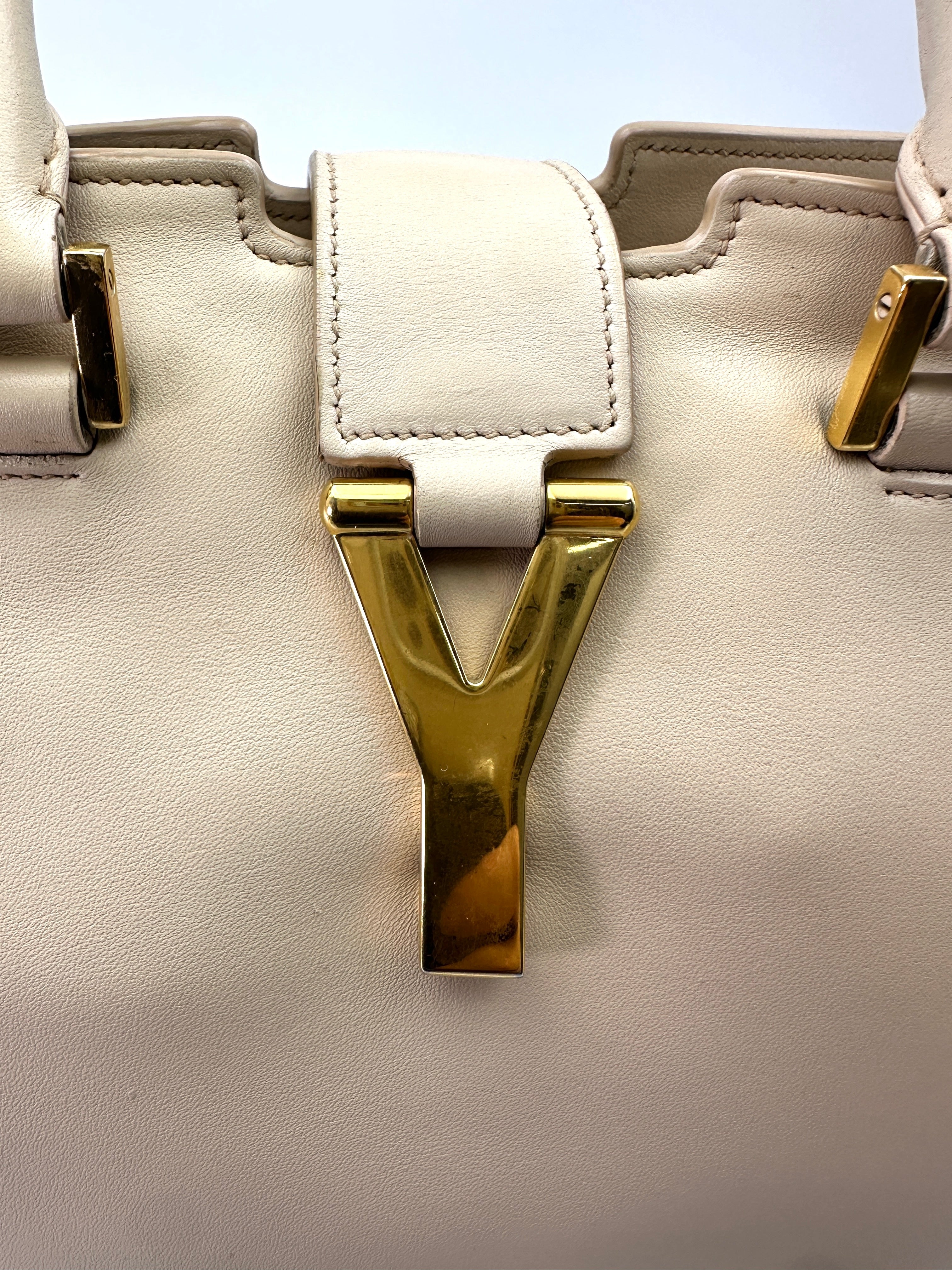 Saint Laurent Ligne Y White Leather Handle Bag SL192