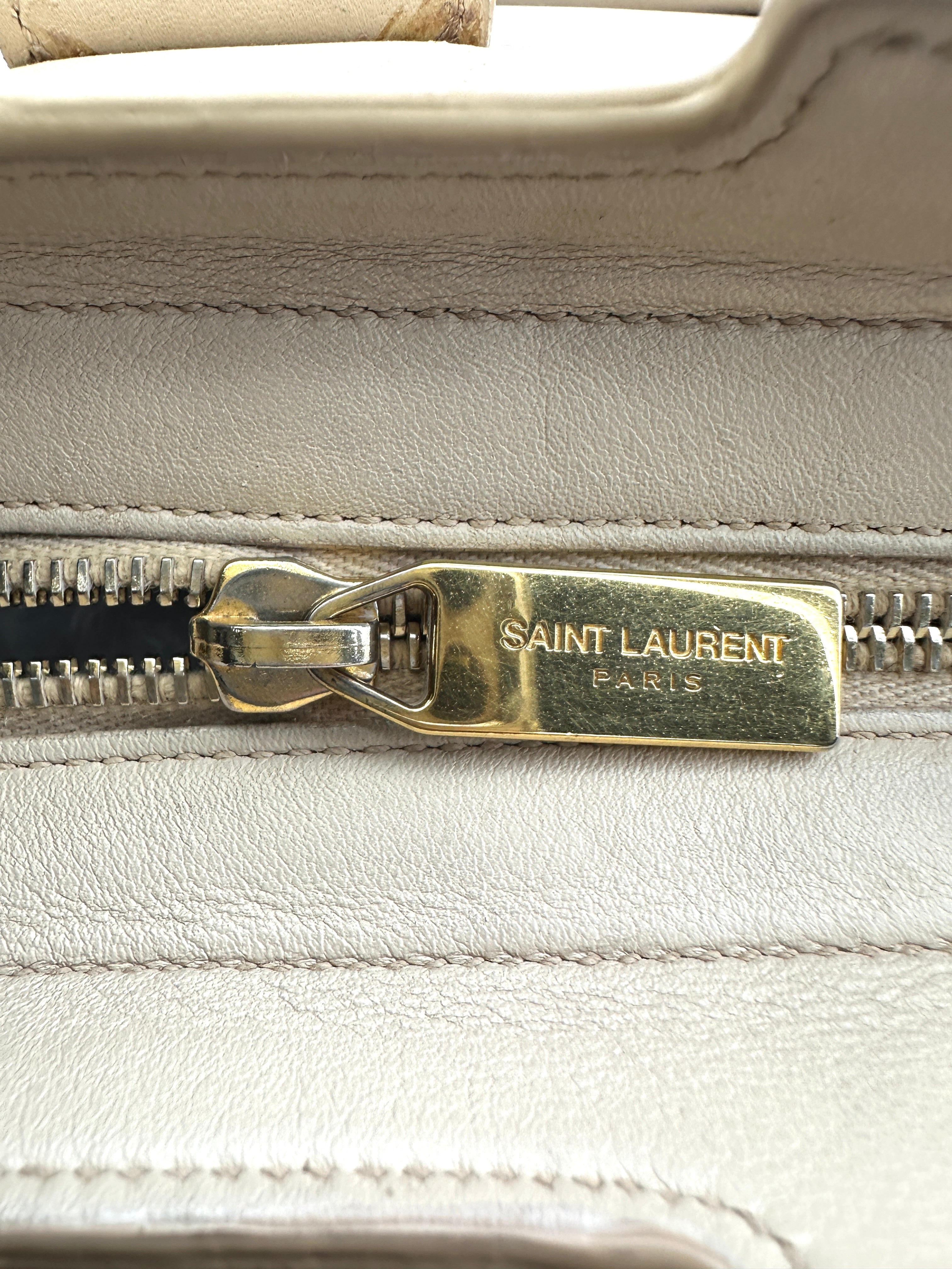 Saint Laurent Ligne Y White Leather Handle Bag SL192
