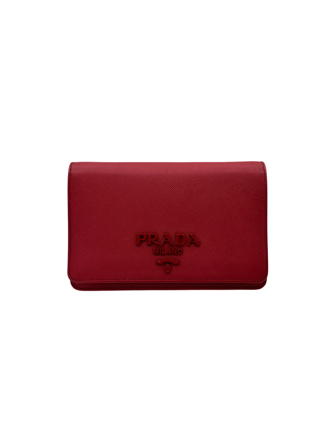 Prada Monochrome Red Saffiano Lux Wallet On Chain PR291
