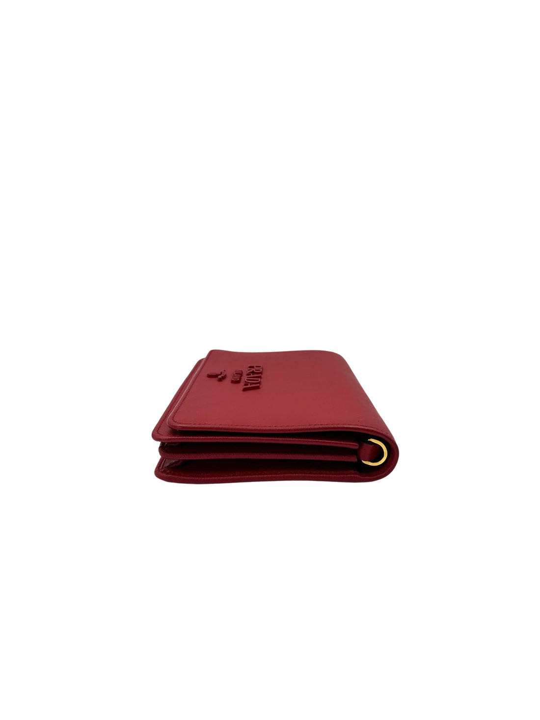 Prada Monochrome Red Saffiano Lux Wallet On Chain PR291