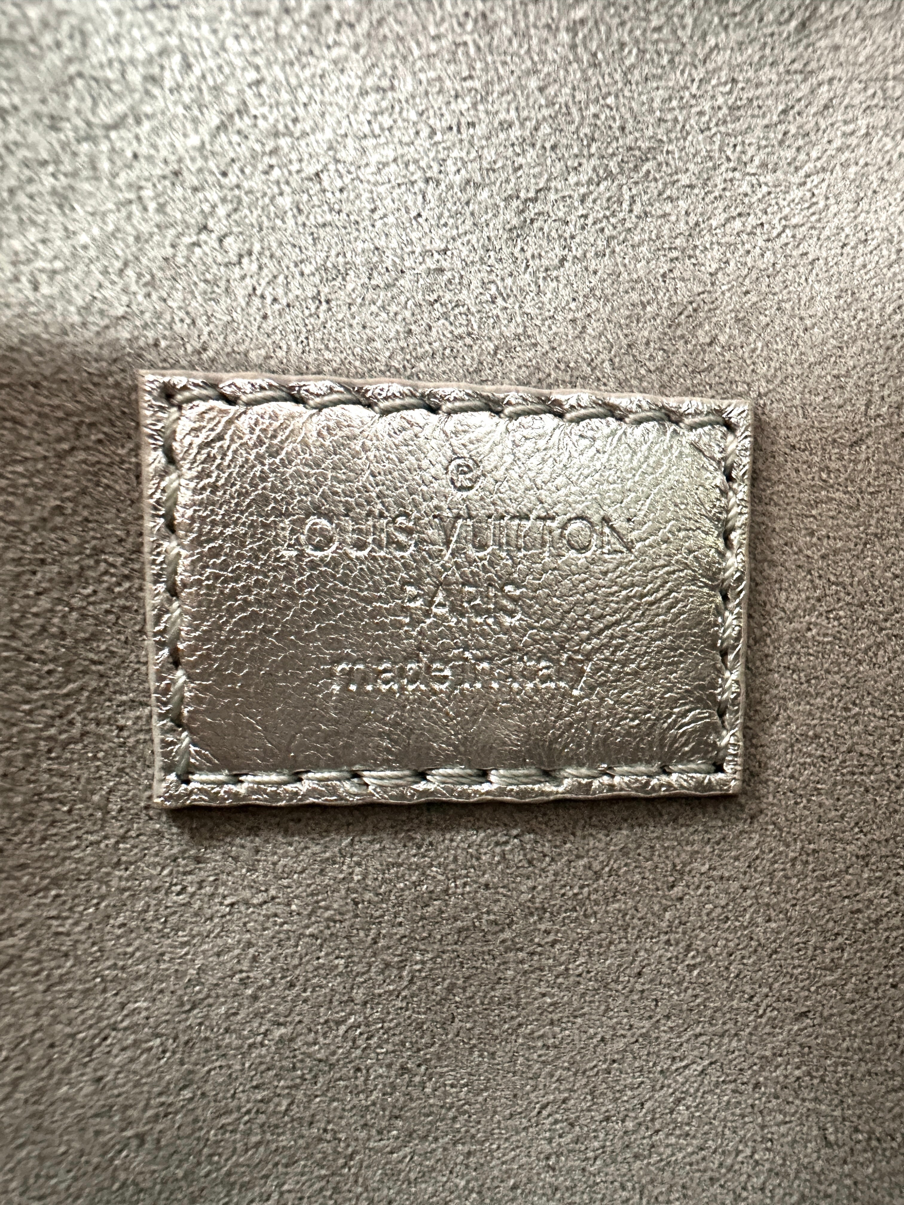 Louis Vuitton Coussin BB Silver Monogram Embossed Leather Wallet On Chain IRIS190