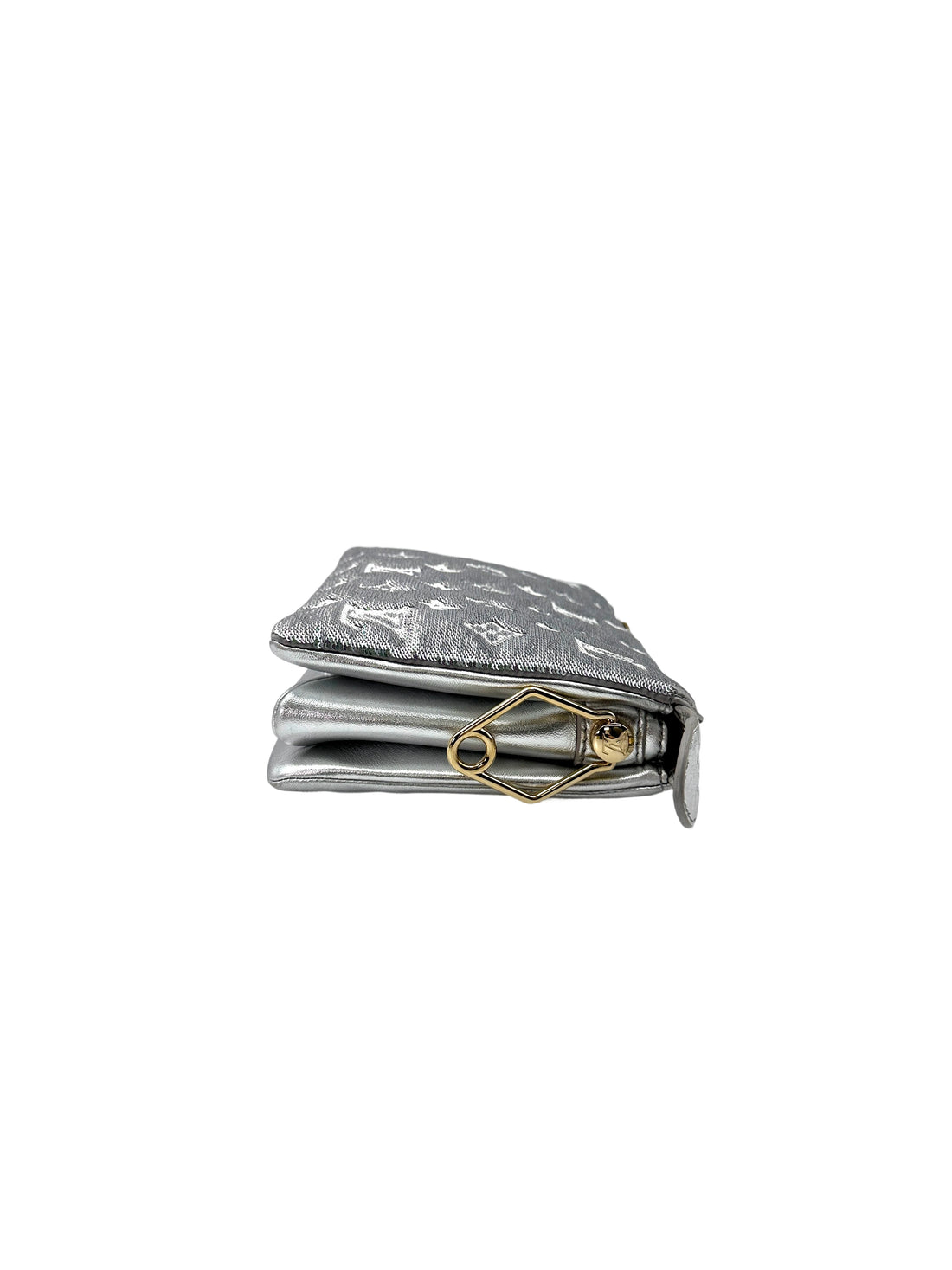 Louis Vuitton Coussin BB Silver Monogram Embossed Leather Wallet On Chain IRIS190