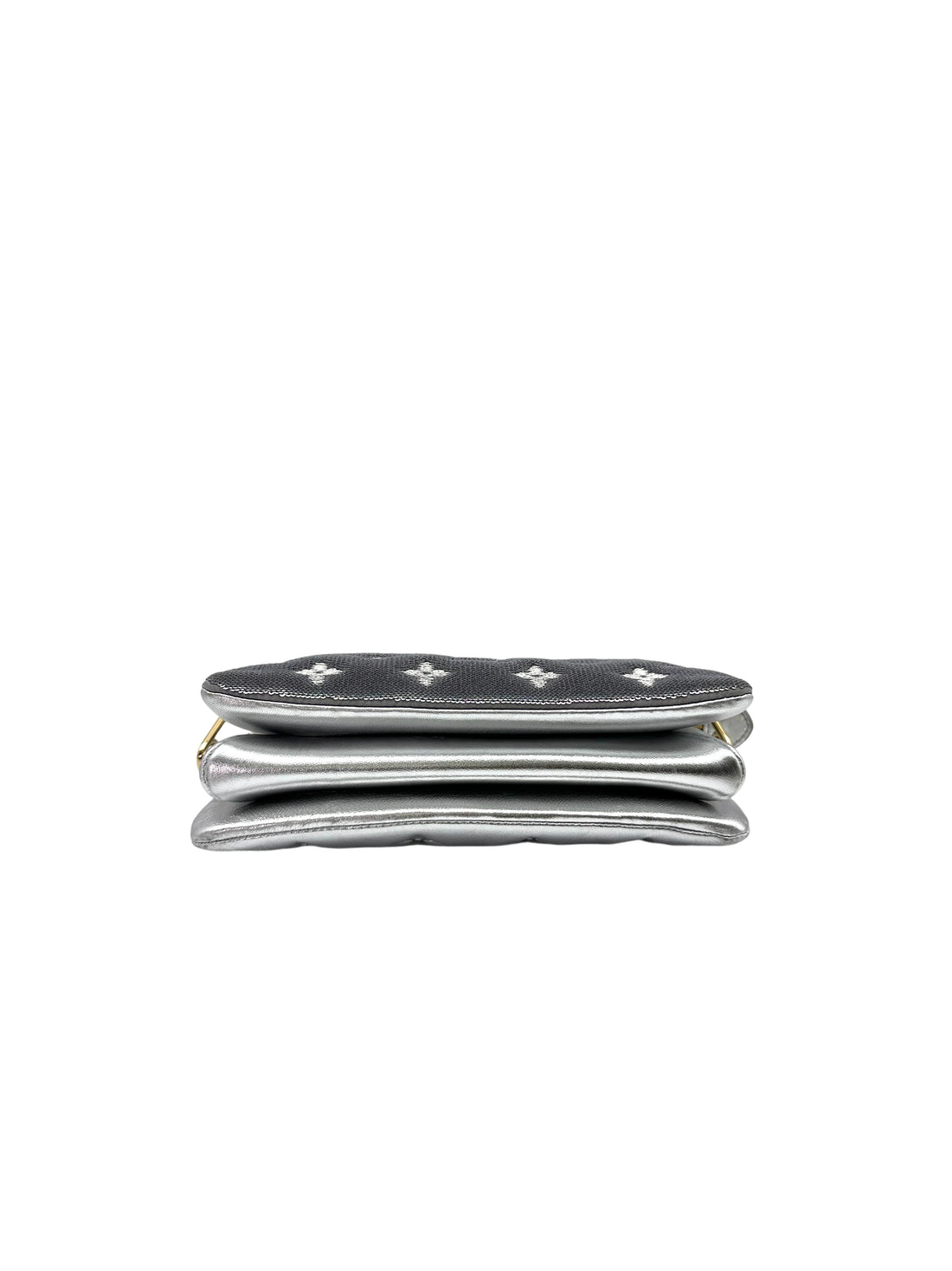 Louis Vuitton Coussin BB Silver Monogram Embossed Leather Wallet On Chain IRIS190