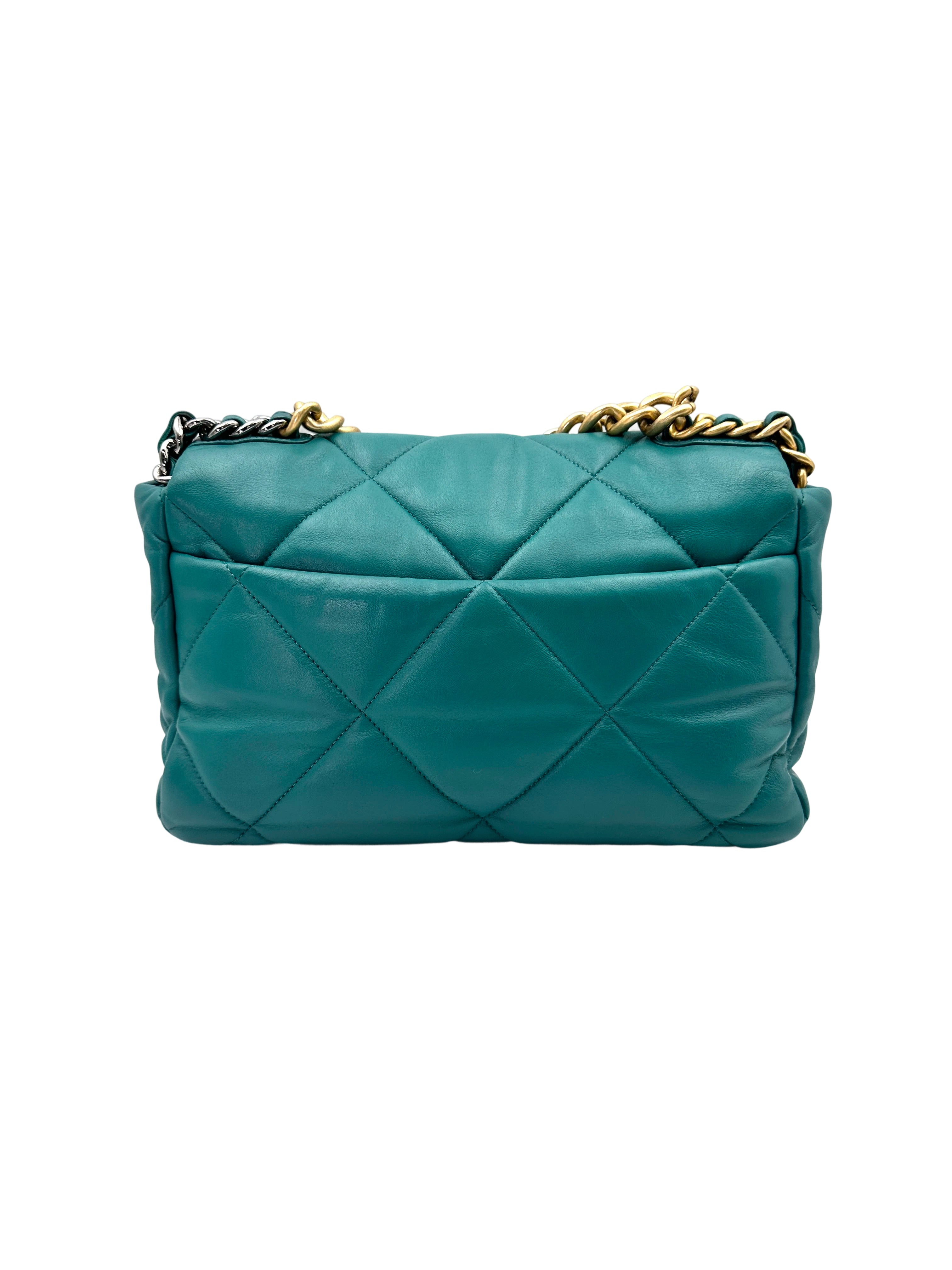 Chanel 19Bag Green Quilted Lambskin Medium Size Flap Bag With Gold Hardware(30***57) CC1833