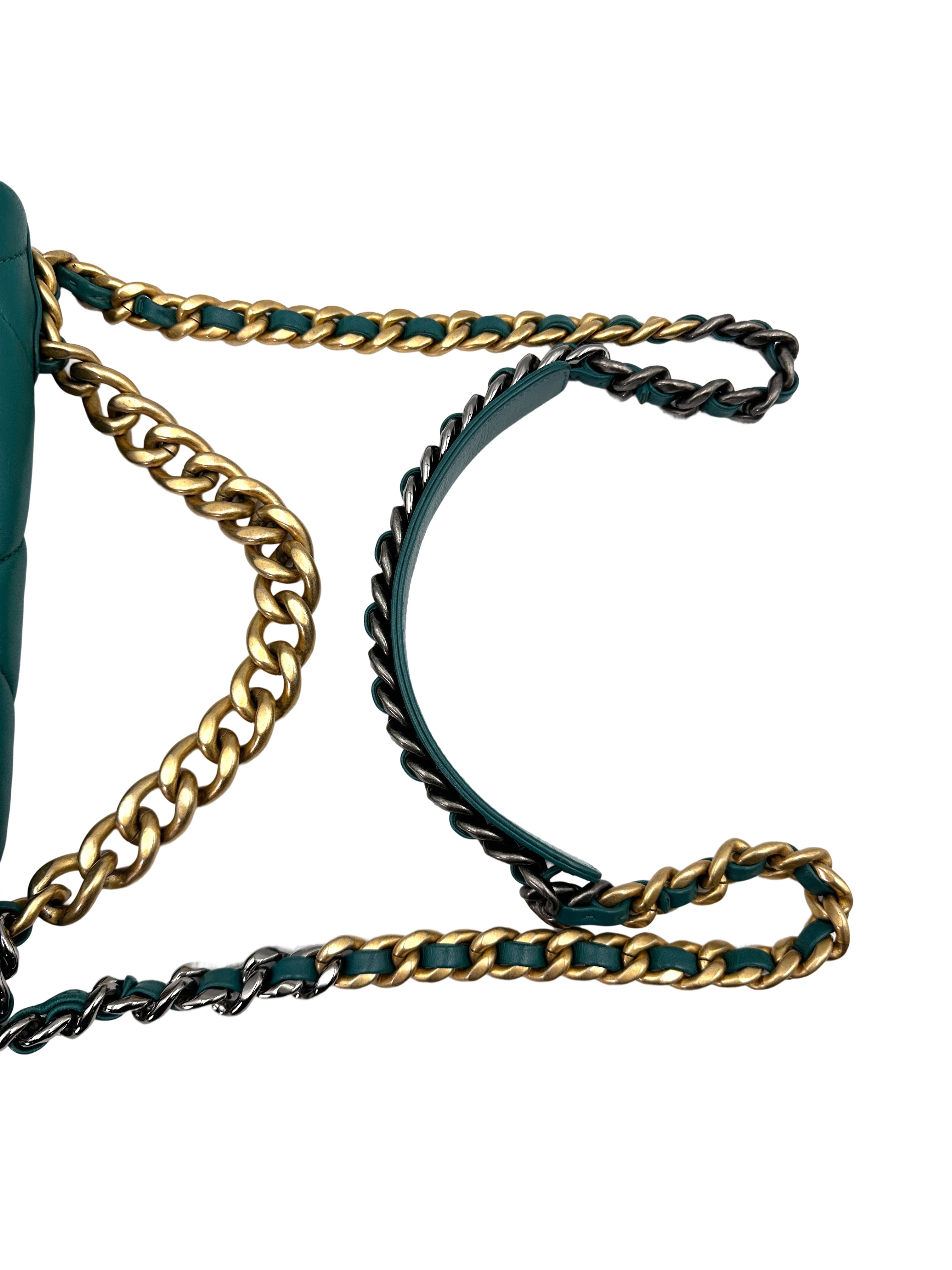 Chanel 19Bag Green Quilted Lambskin Medium Size Flap Bag With Gold Hardware(30***57) CC1833