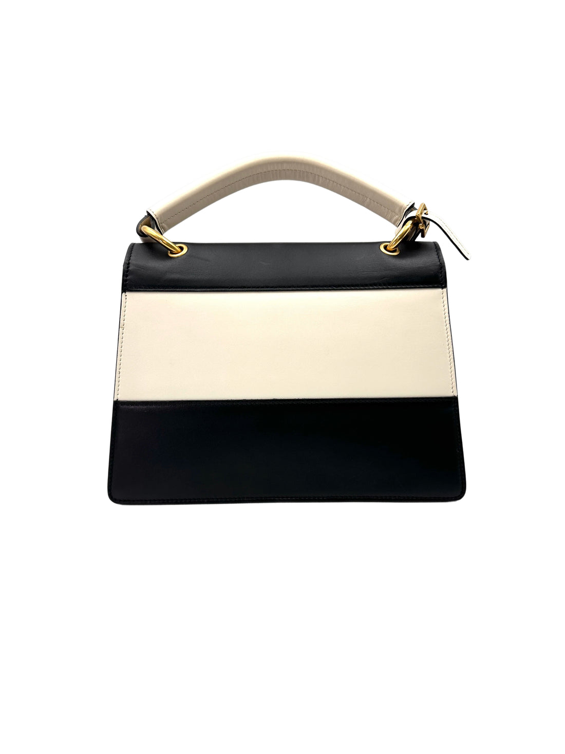 Gucci Queen Margaret Bee Black/White Leather Top Handle Bag GG878