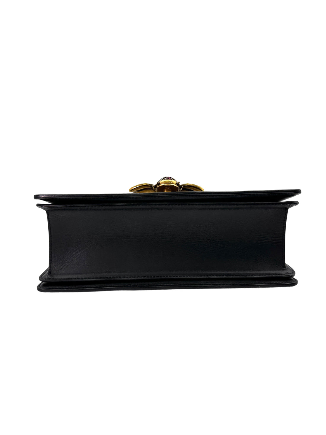 Gucci Queen Margaret Bee Black/White Leather Top Handle Bag GG878