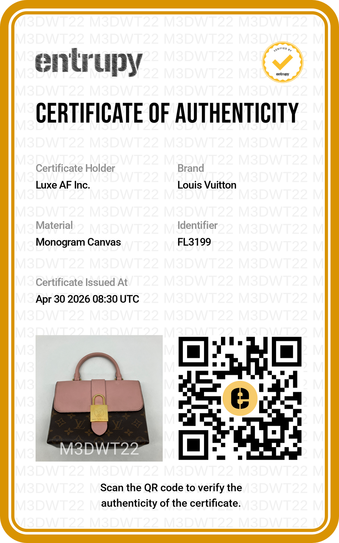 Louis Vuitton Locky Monogram Canvas & Pink Leather Handle Bag LV2518