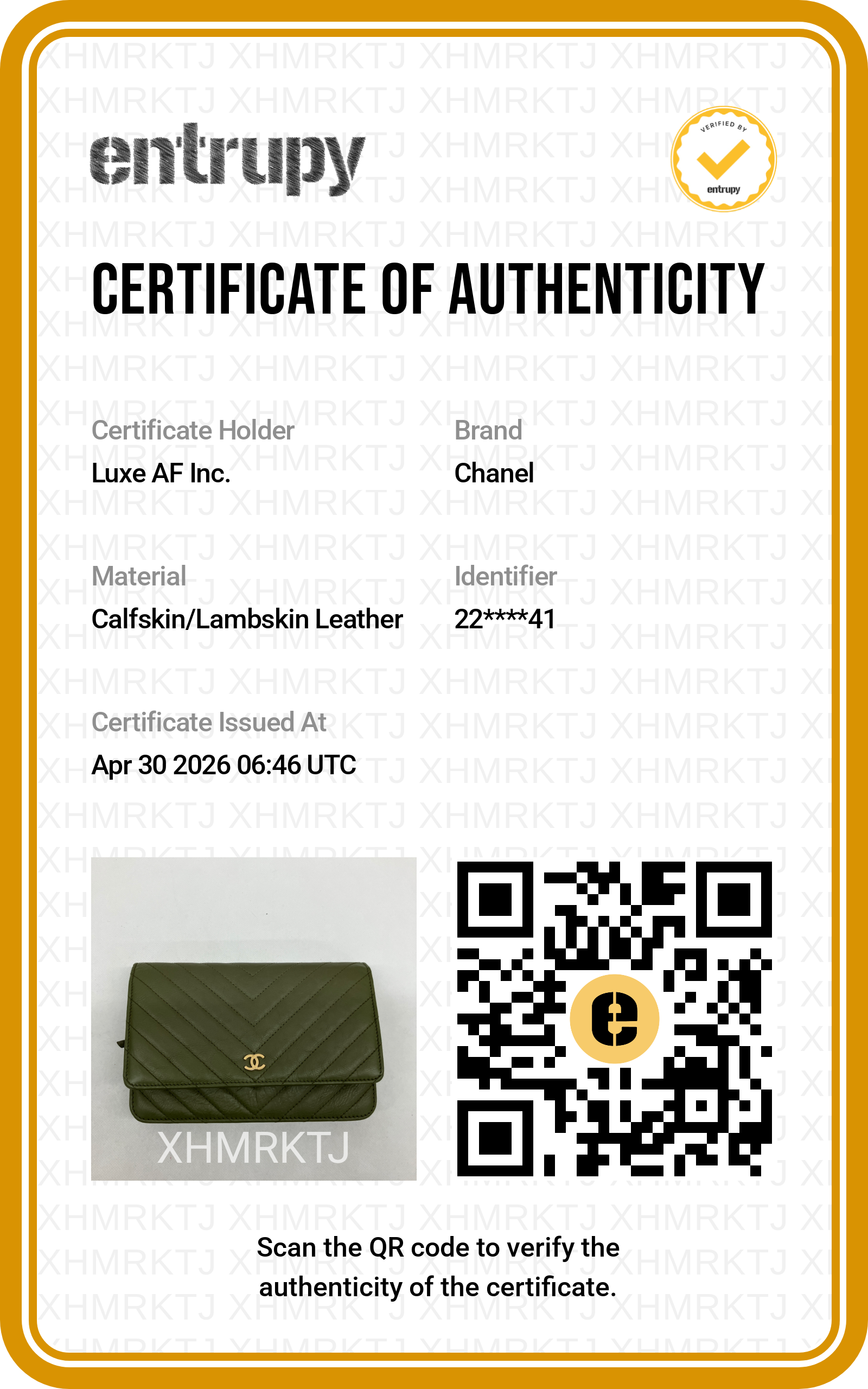 Chanel Green Chevron Quilted Leather Wallet On Chain With Gold Hardware(22***41) CC1825