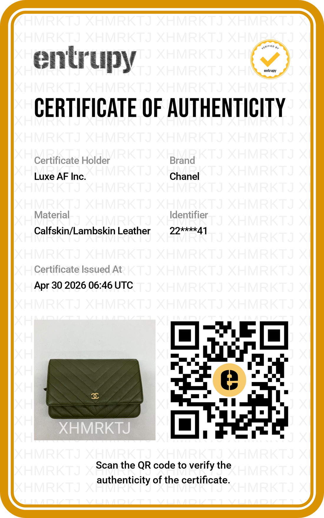 Chanel Green Chevron Quilted Leather Wallet On Chain With Gold Hardware(22***41) CC1825