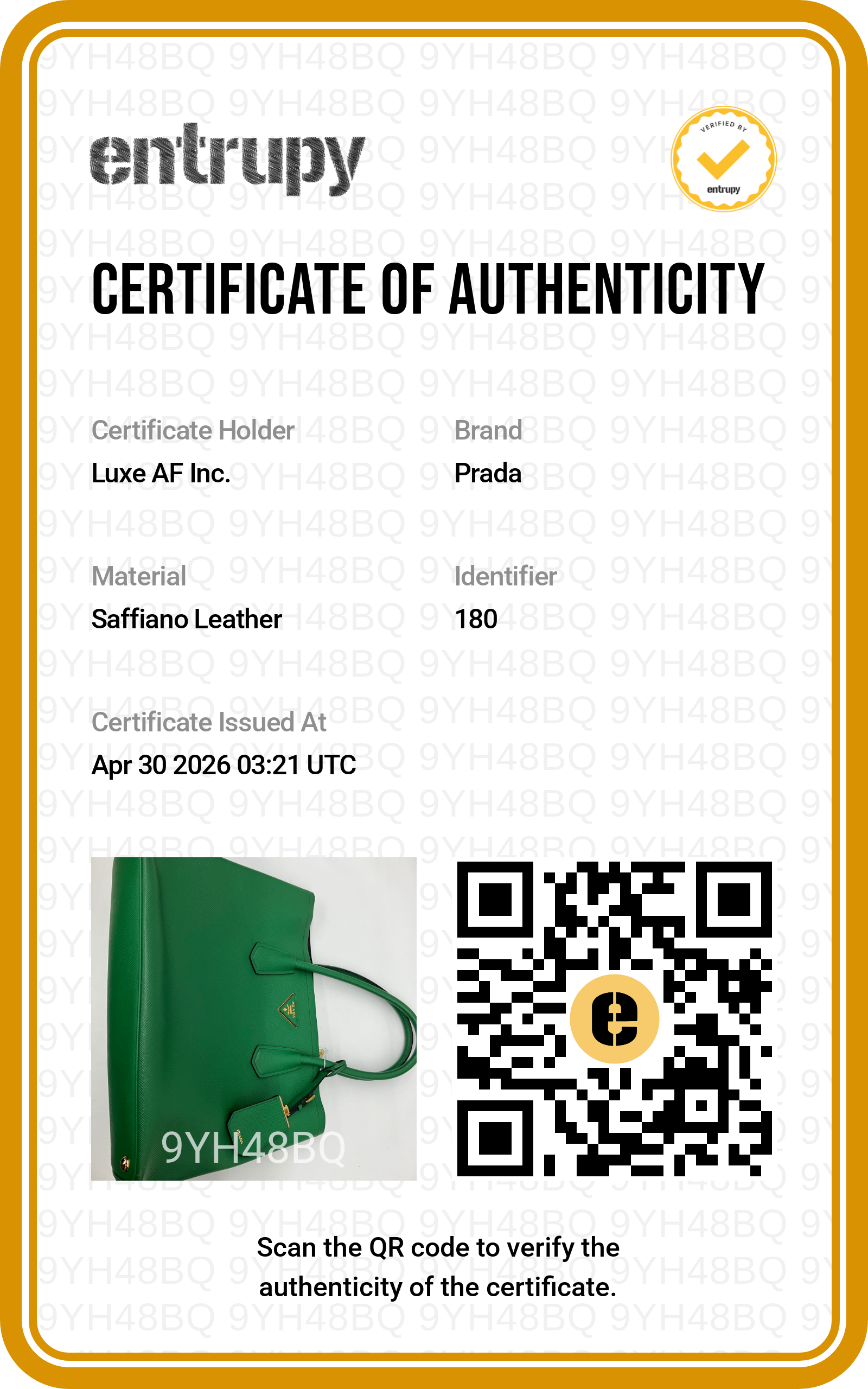 Prada Galleria Green Saffiano Leather Handle Bag PR308