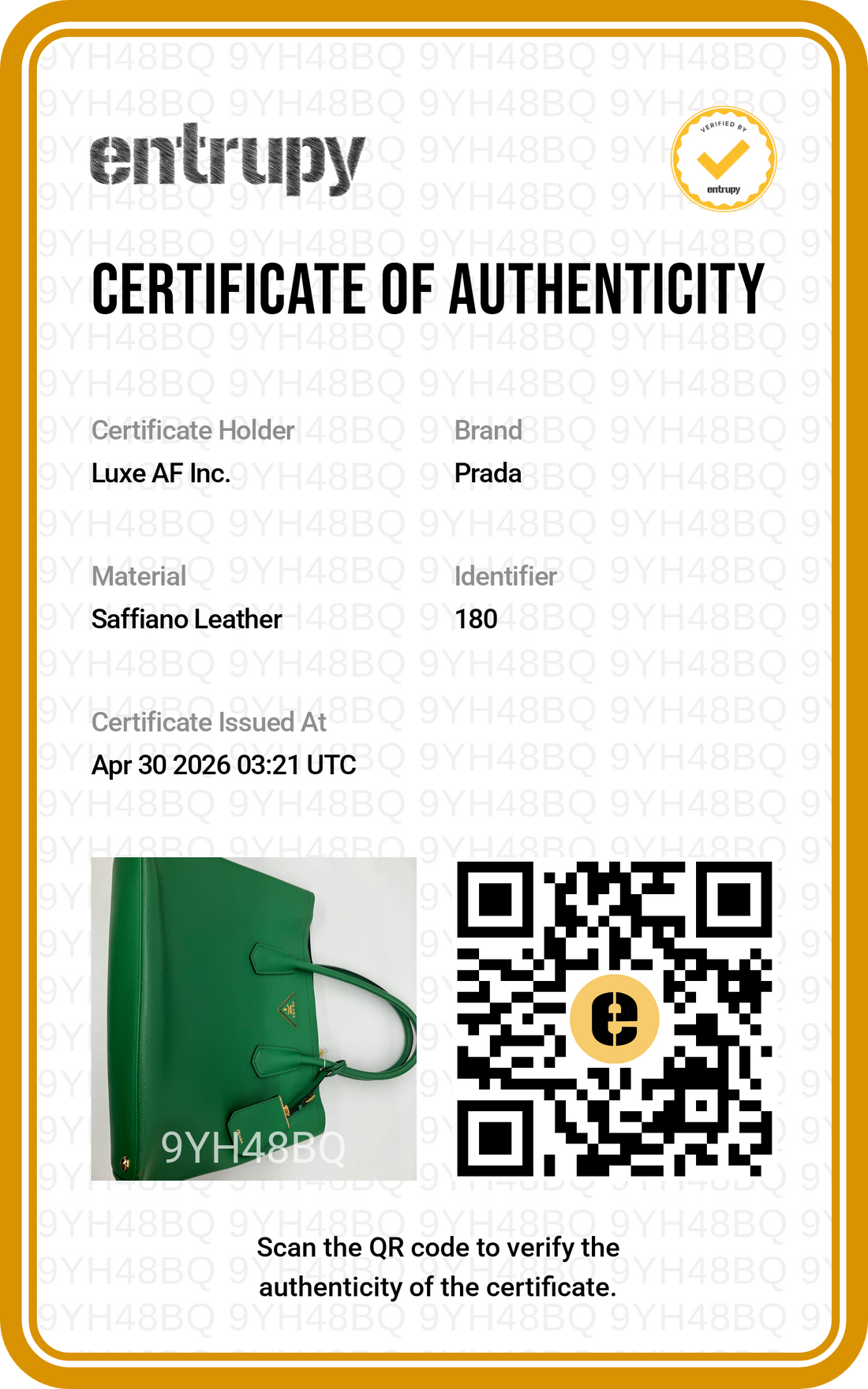 Prada Galleria Green Saffiano Leather Handle Bag PR308
