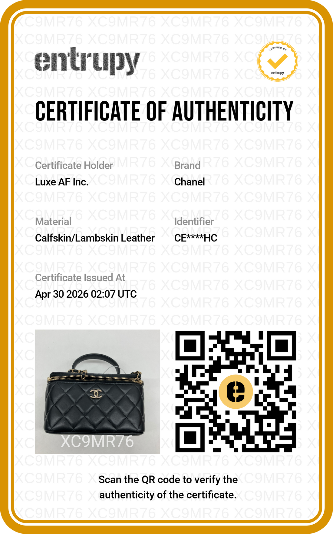 Chanel Black Quilted Lambskin Top Handle Vanity Case(CE***HC) IRIS187