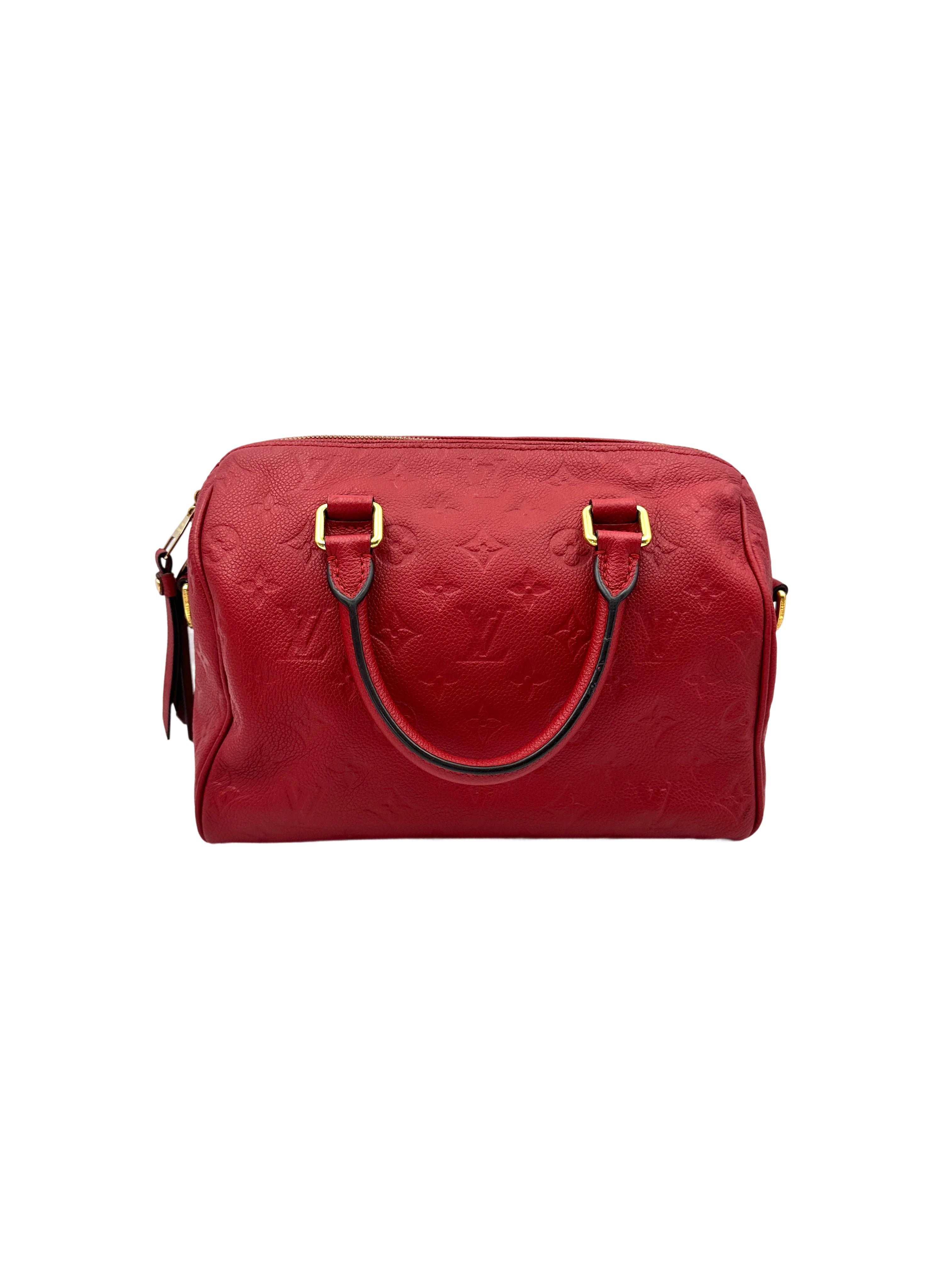 Louis Vuitton Speedy25 Red Monogram Empreinte Leather Handle Bag LV2513
