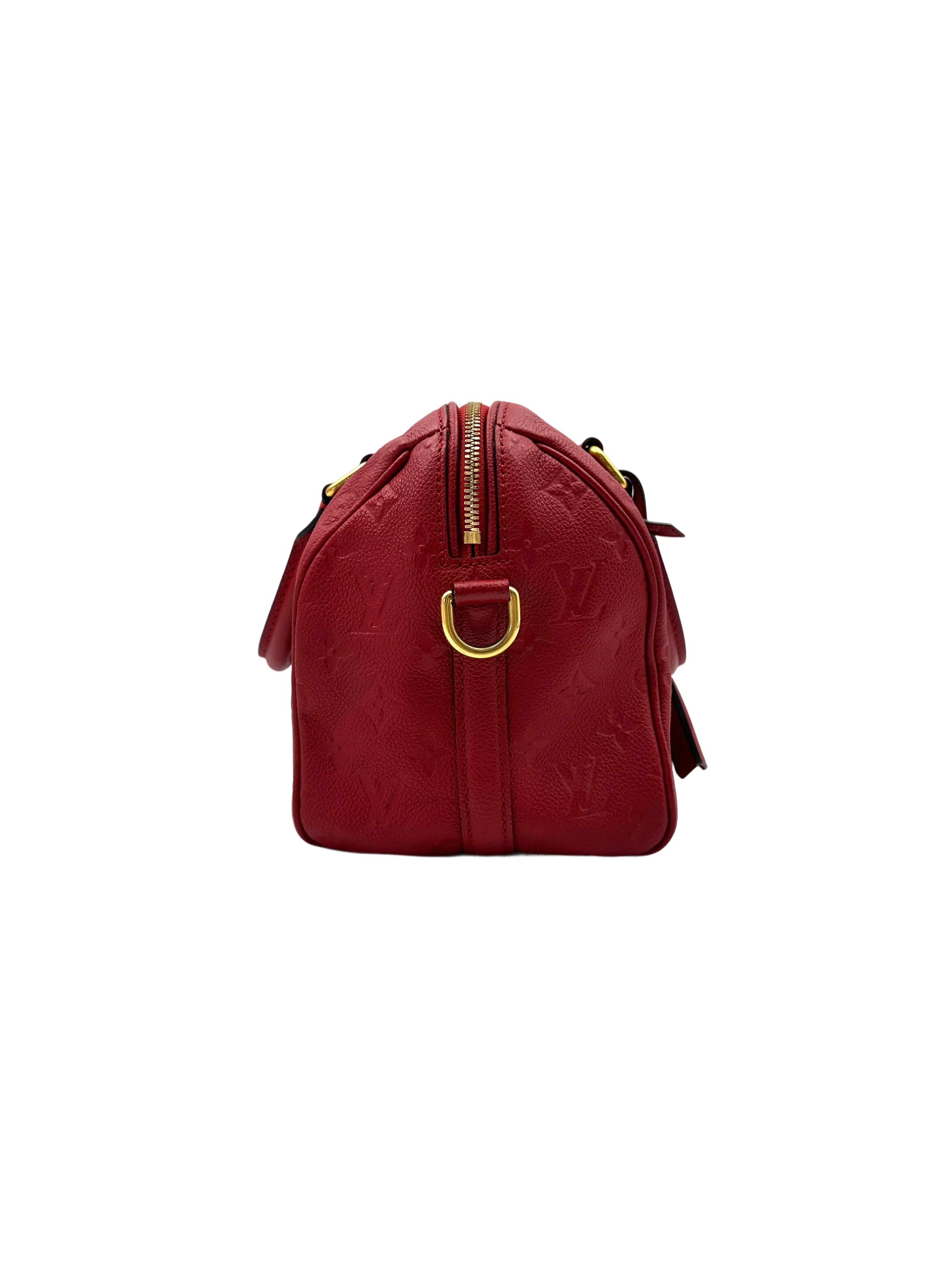 Louis Vuitton Speedy25 Red Monogram Empreinte Leather Handle Bag LV2513