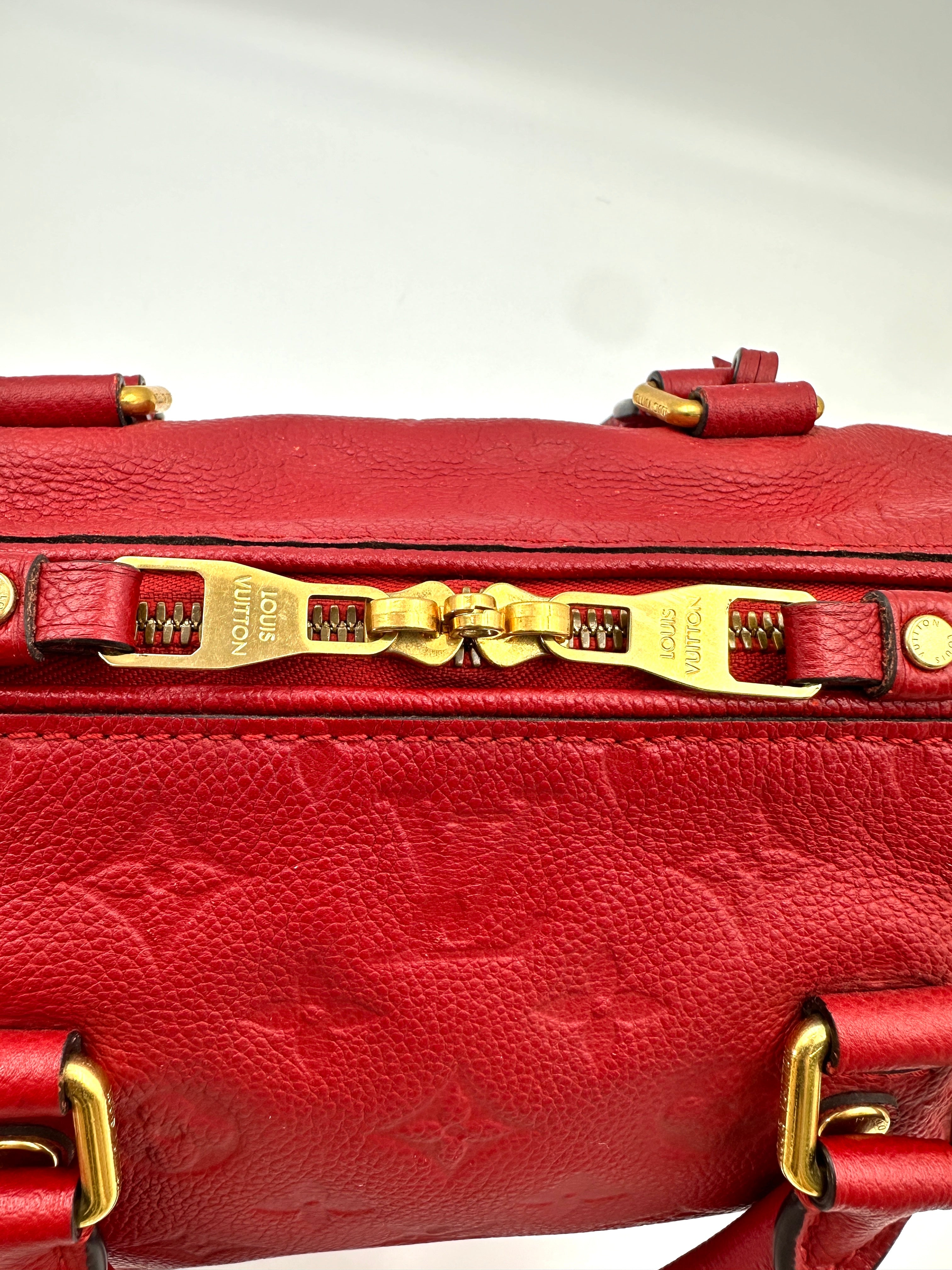 Louis Vuitton Speedy25 Red Monogram Empreinte Leather Handle Bag LV2513
