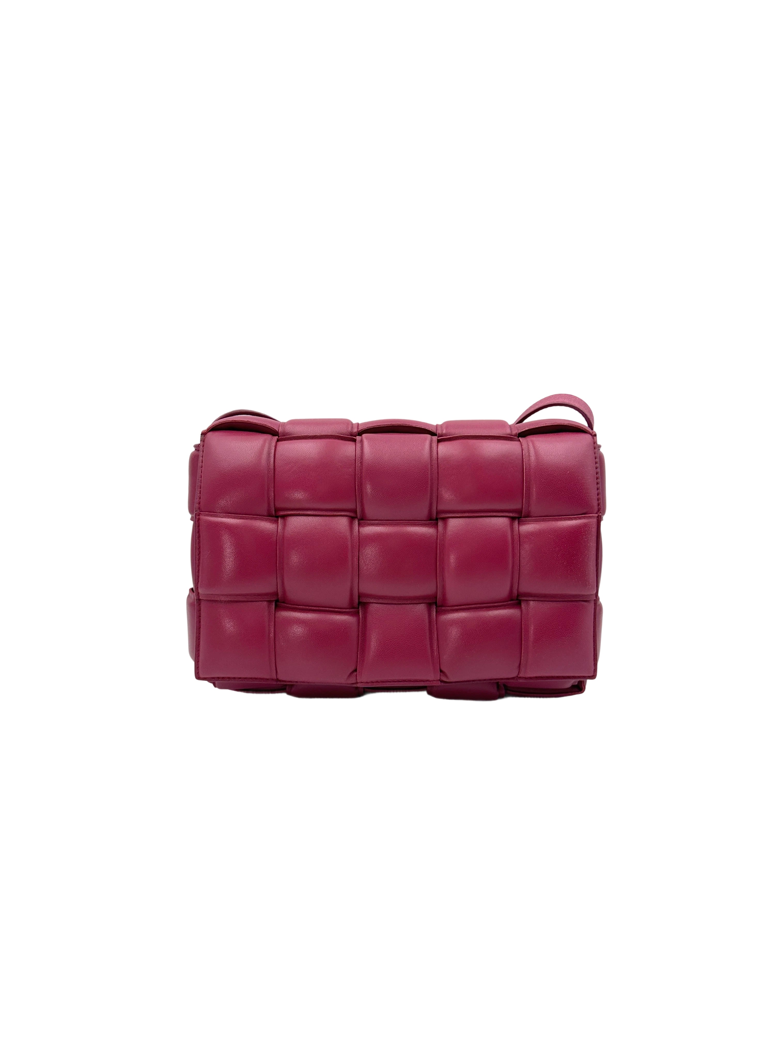 Bottega Veneta Padded Cassette Raspberry Leather Shoulder Bag BV125