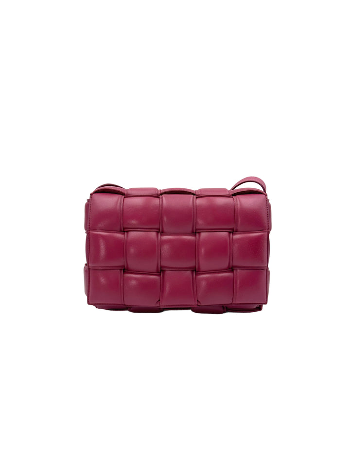 Bottega Veneta Padded Cassette Raspberry Leather Shoulder Bag BV125