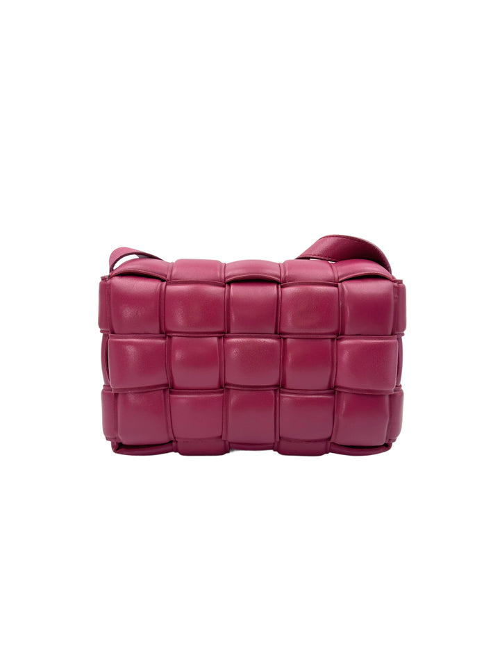 Bottega Veneta Padded Cassette Raspberry Leather Shoulder Bag BV125