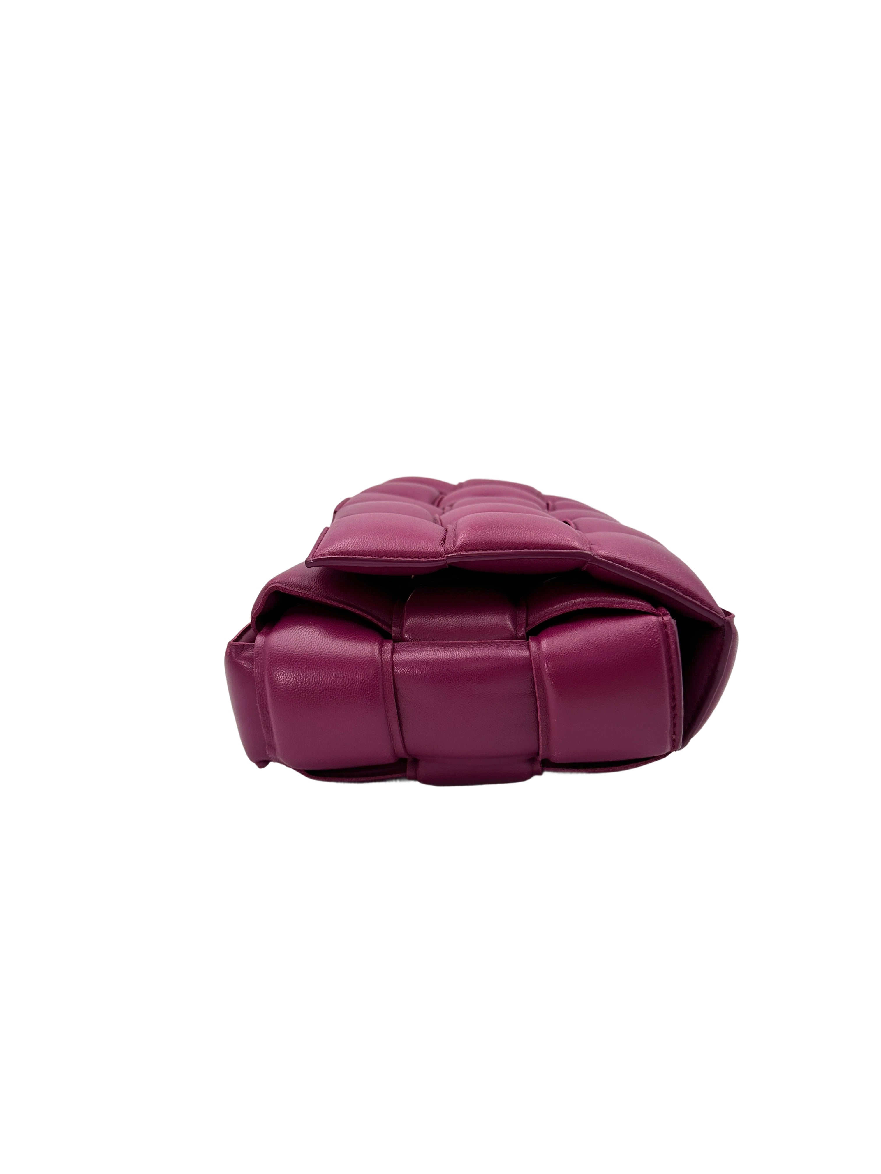 Bottega Veneta Padded Cassette Raspberry Leather Shoulder Bag BV125
