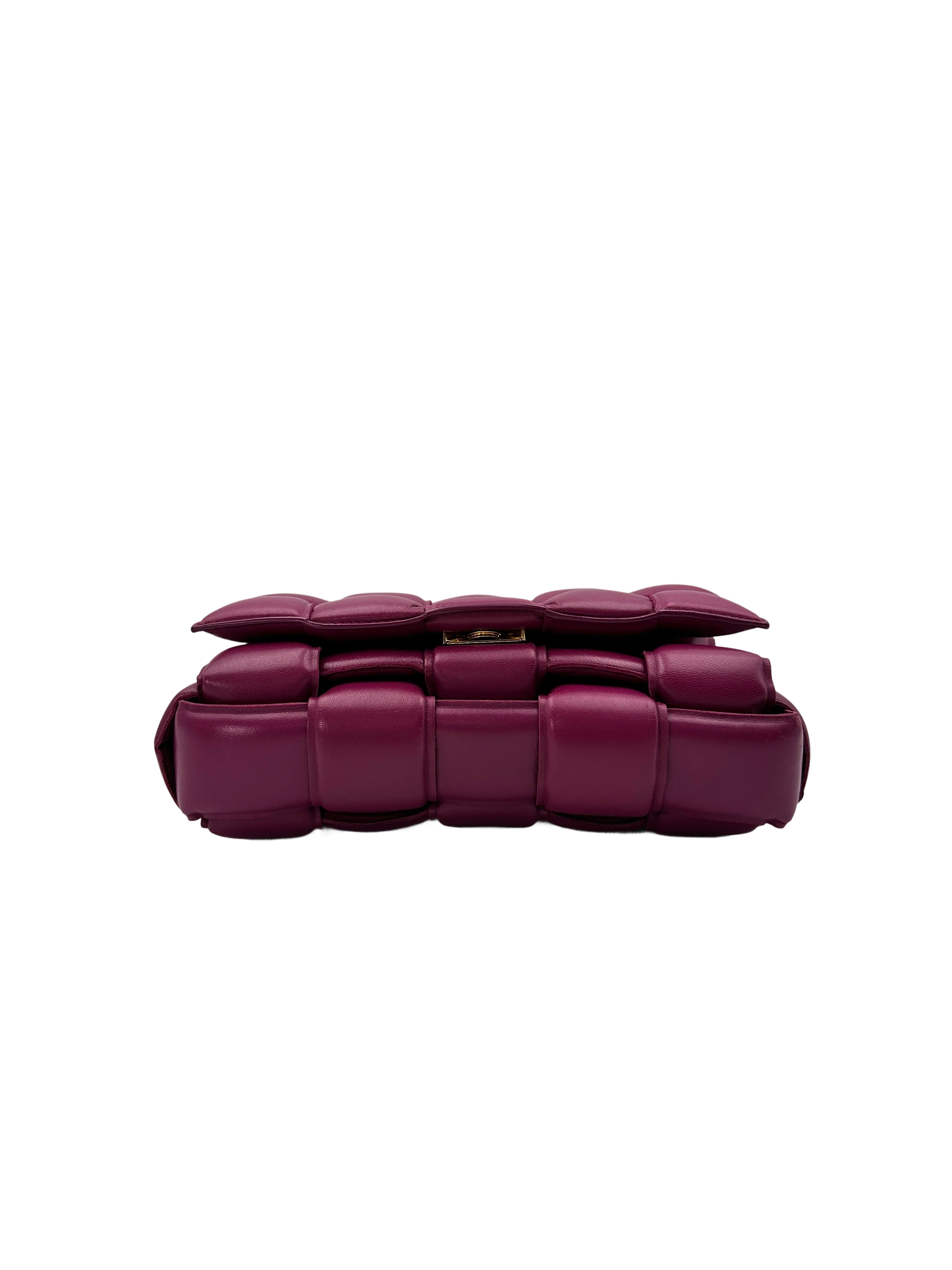 Bottega Veneta Padded Cassette Raspberry Leather Shoulder Bag BV125