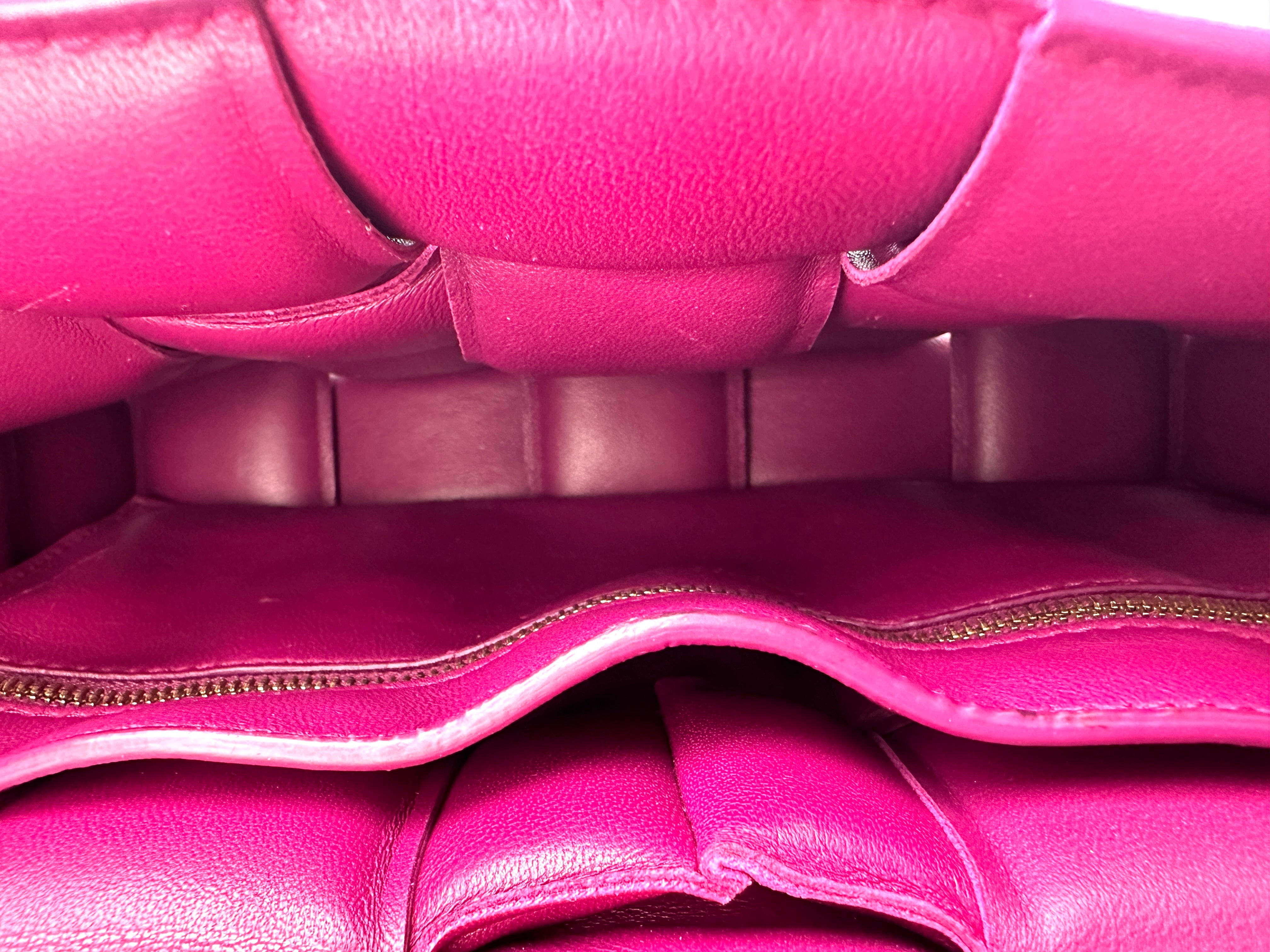Bottega Veneta Padded Cassette Raspberry Leather Shoulder Bag BV125