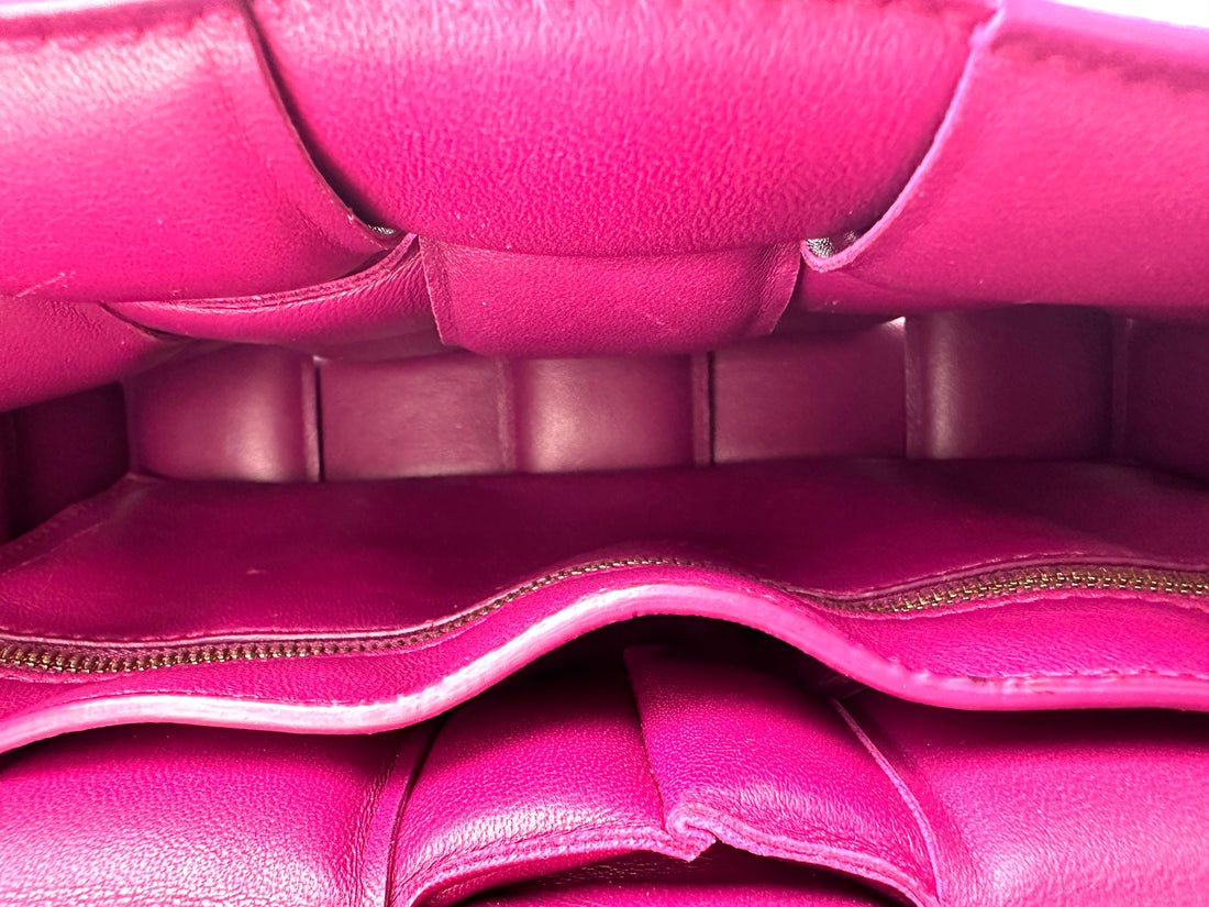 Bottega Veneta Padded Cassette Raspberry Leather Shoulder Bag BV125