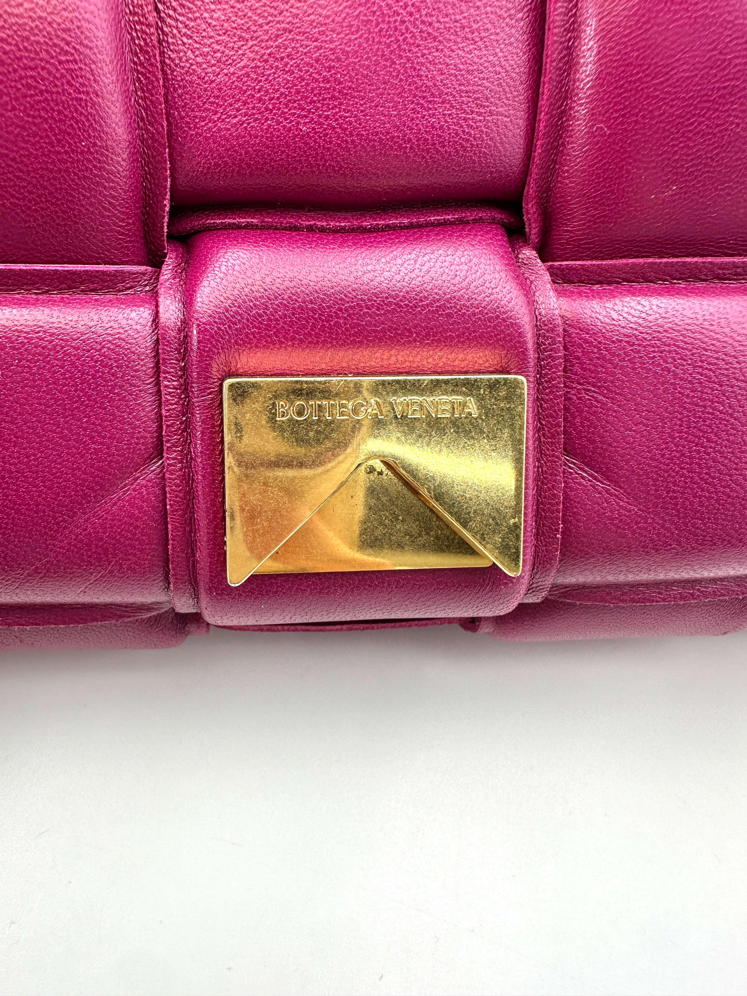 Bottega Veneta Padded Cassette Raspberry Leather Shoulder Bag BV125