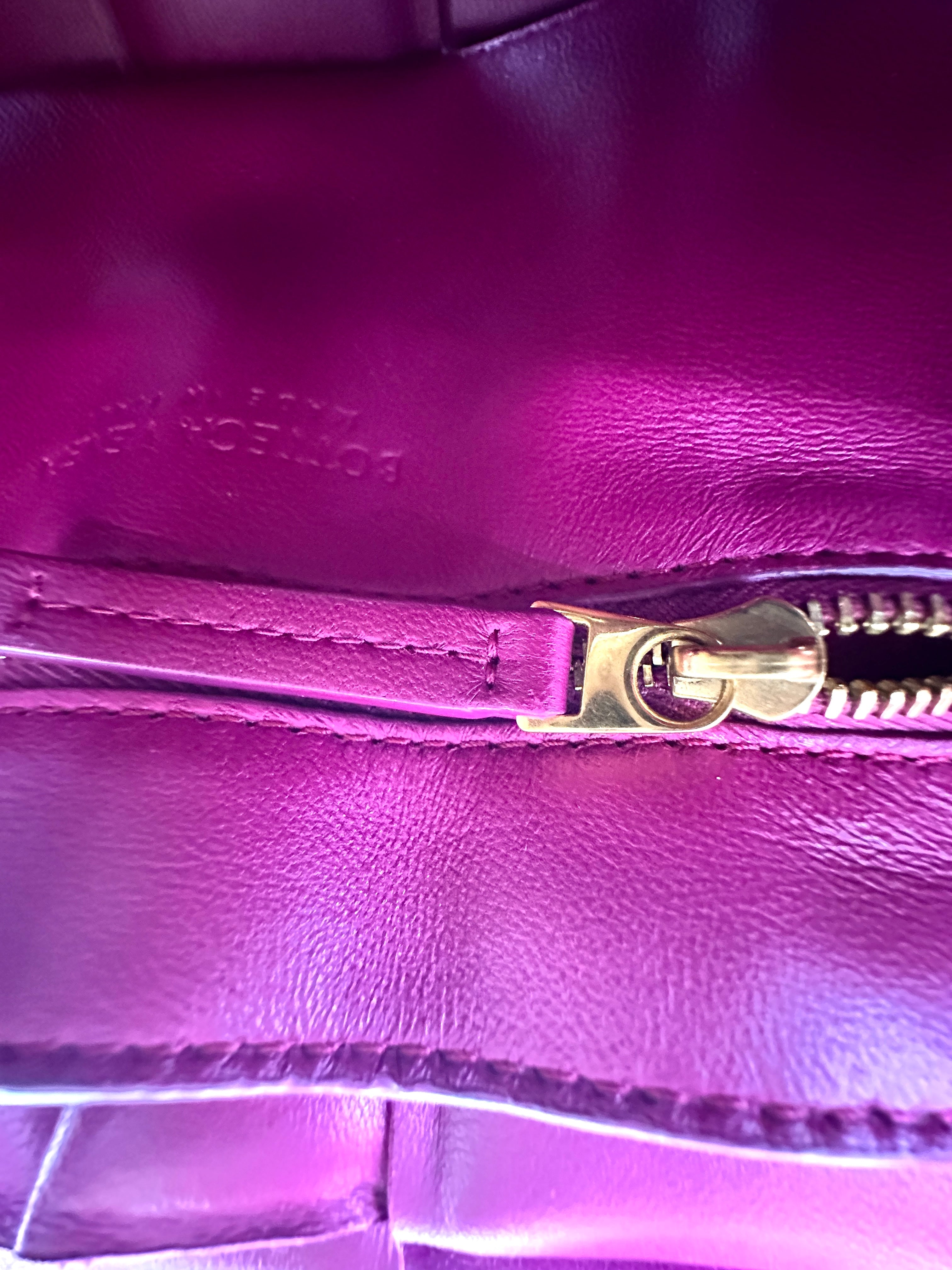Bottega Veneta Padded Cassette Raspberry Leather Shoulder Bag BV125