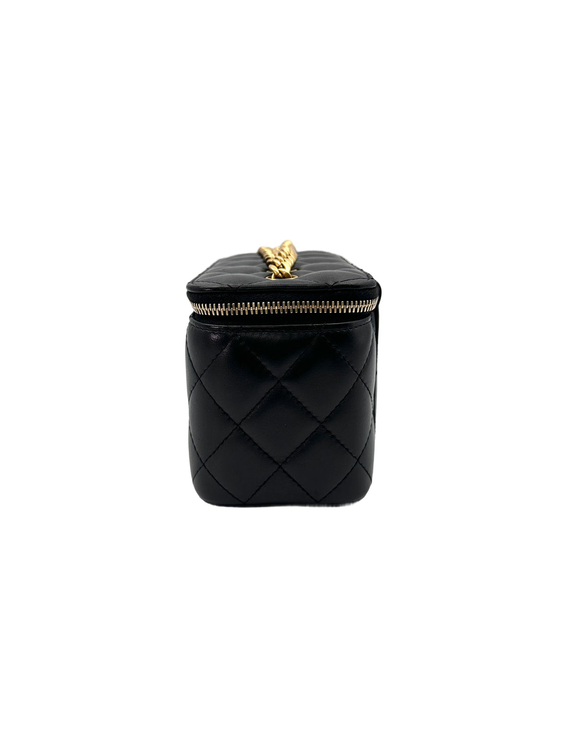 Chanel Black Quilted Leather Vanity Case With Gold Hardware(JT***N1) CC1840