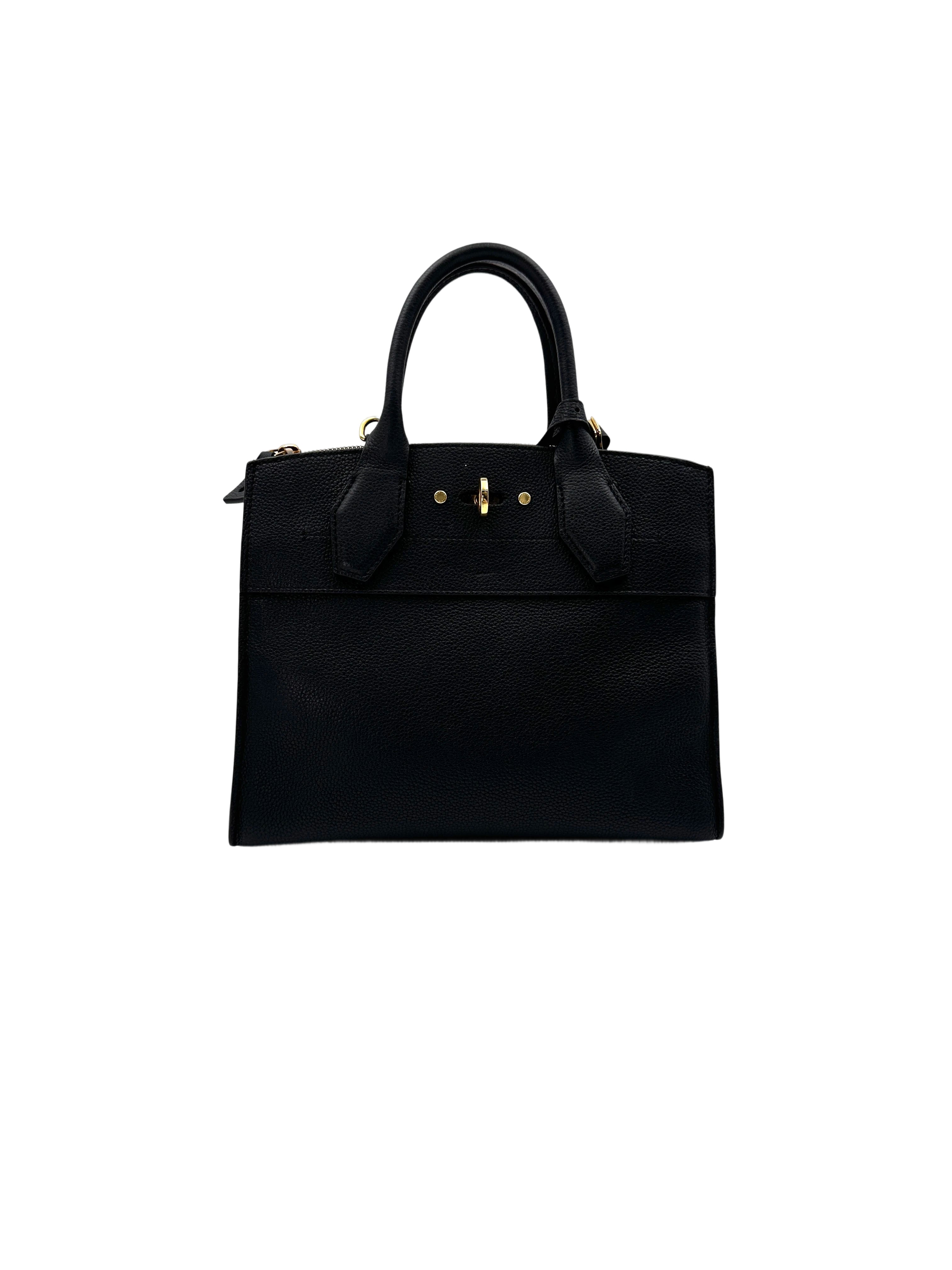 Louis Vuitton City Steamer Black Grained Leather Handle Bag LV2517