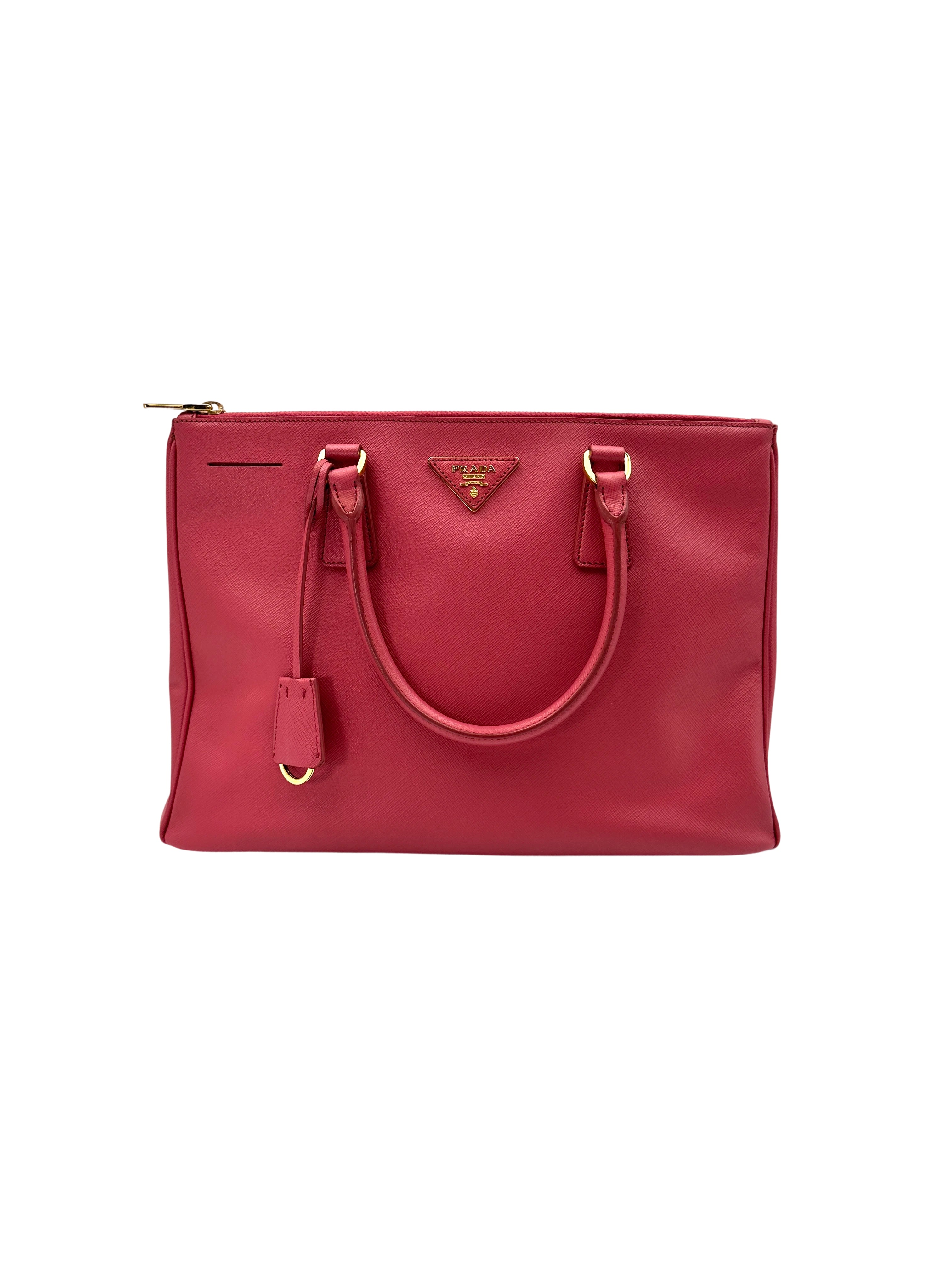 Prada Galleria Pink Saffiano Leather Medium Size Handle Bag PR289