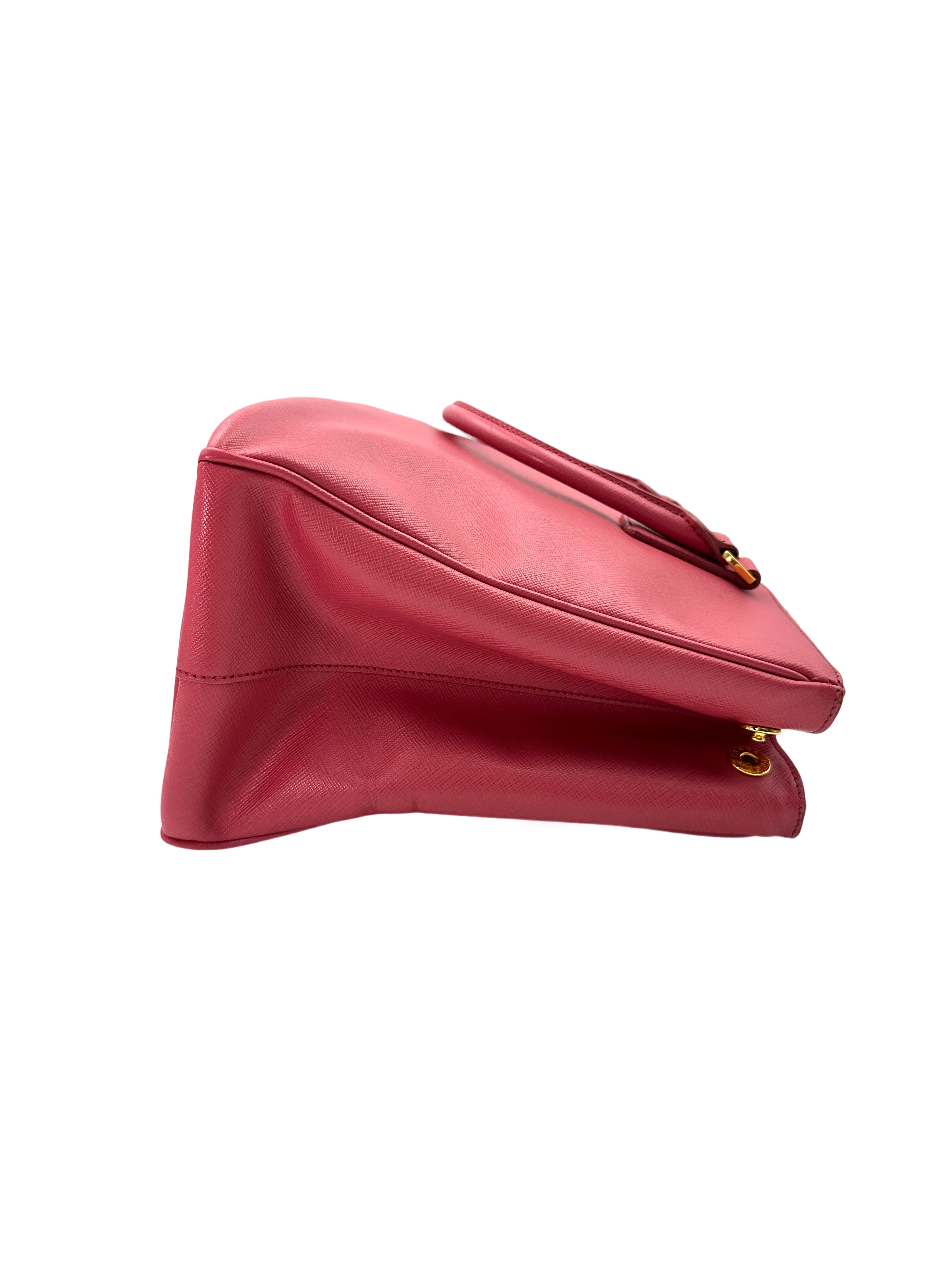 Prada Galleria Pink Saffiano Leather Medium Size Handle Bag PR289