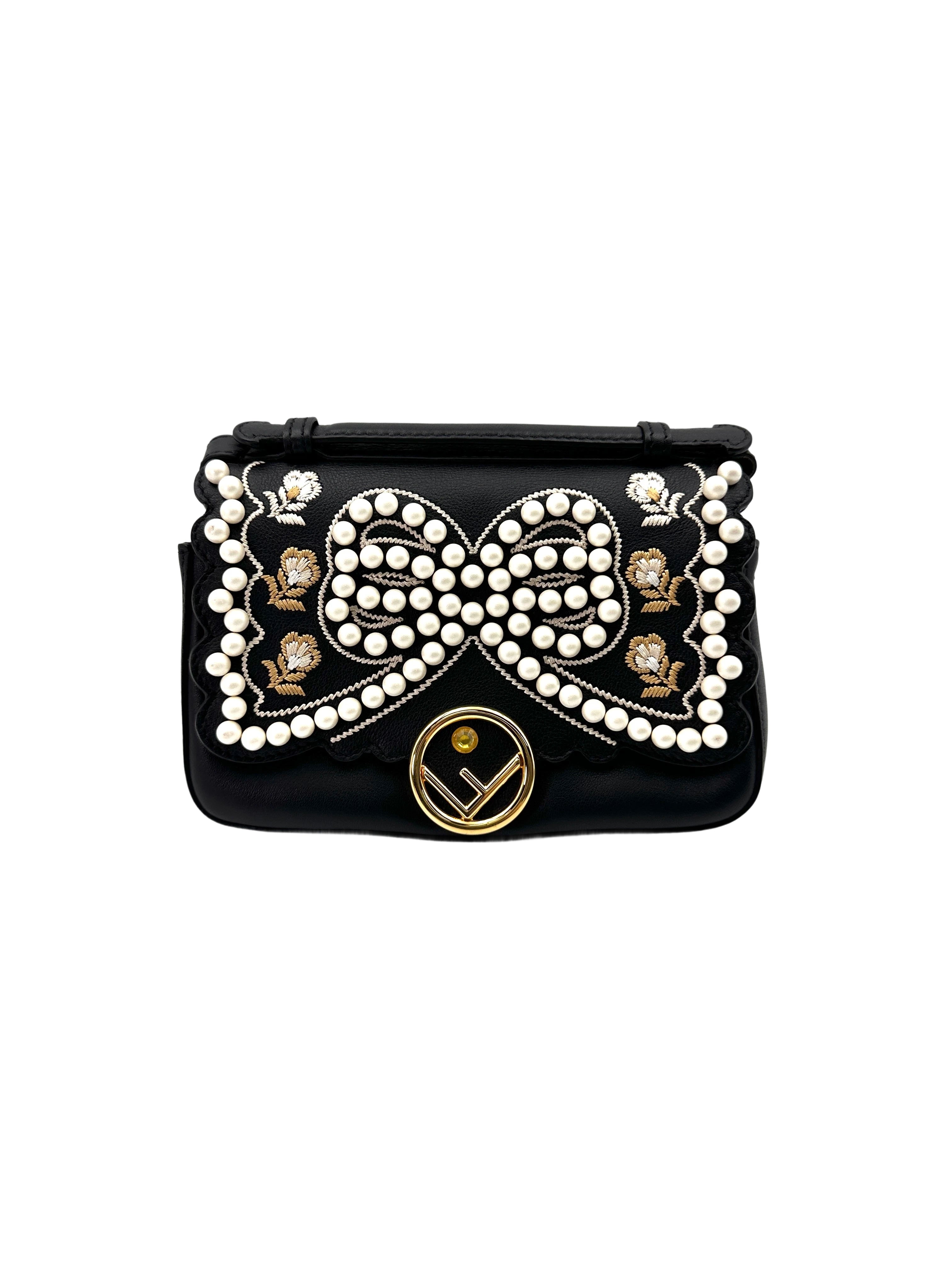 Fendi Ribbons & Pearls Double Baguette Shoulder Bag FF96