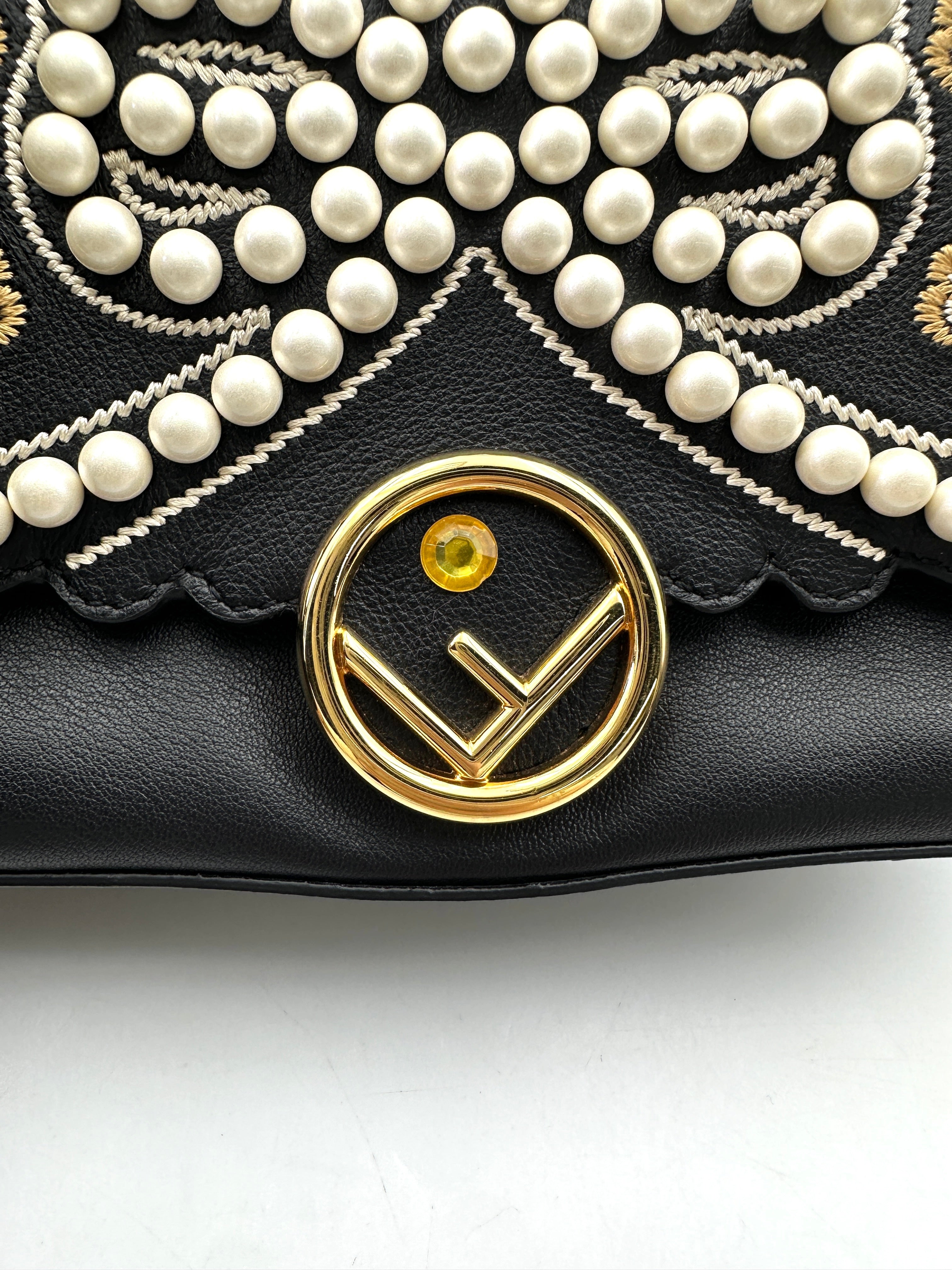 Fendi Ribbons & Pearls Double Baguette Shoulder Bag FF96
