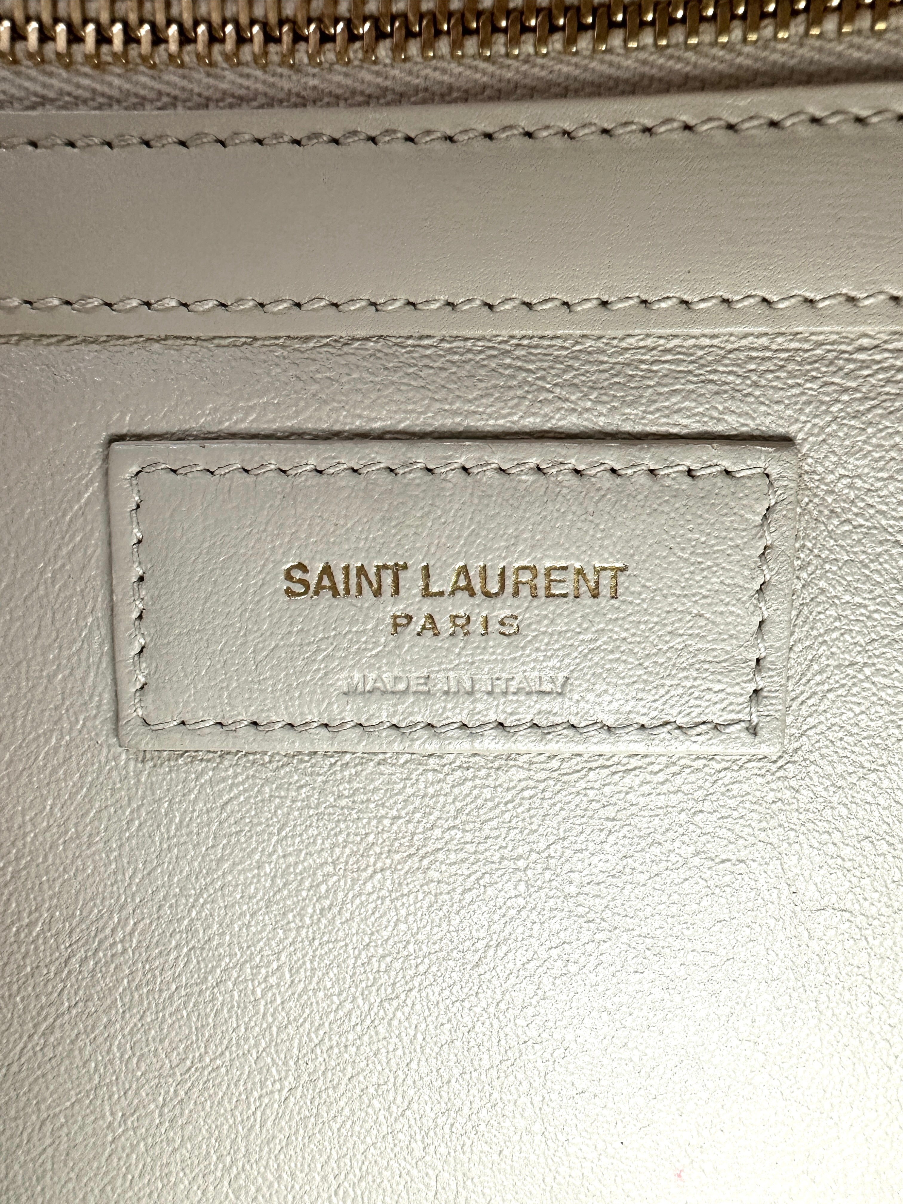 Saint Laurent Manhattan White Leather Handle Bag With Gold Hardware SL193