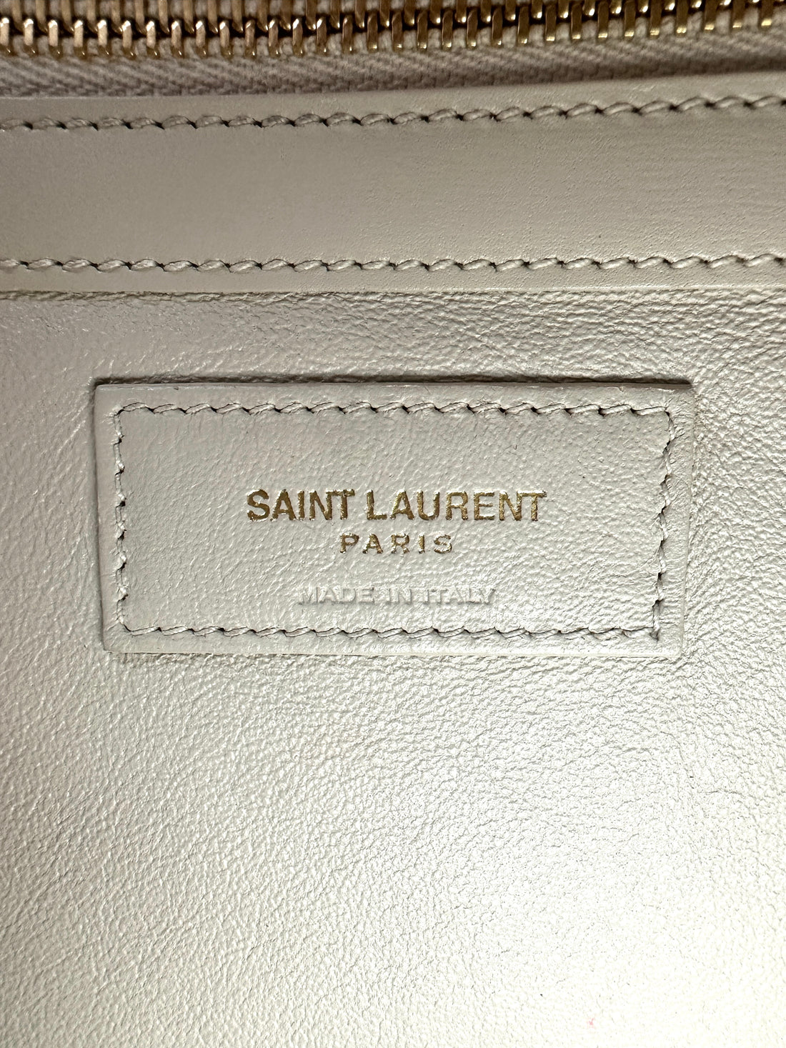 Saint Laurent Manhattan White Leather Handle Bag With Gold Hardware SL193