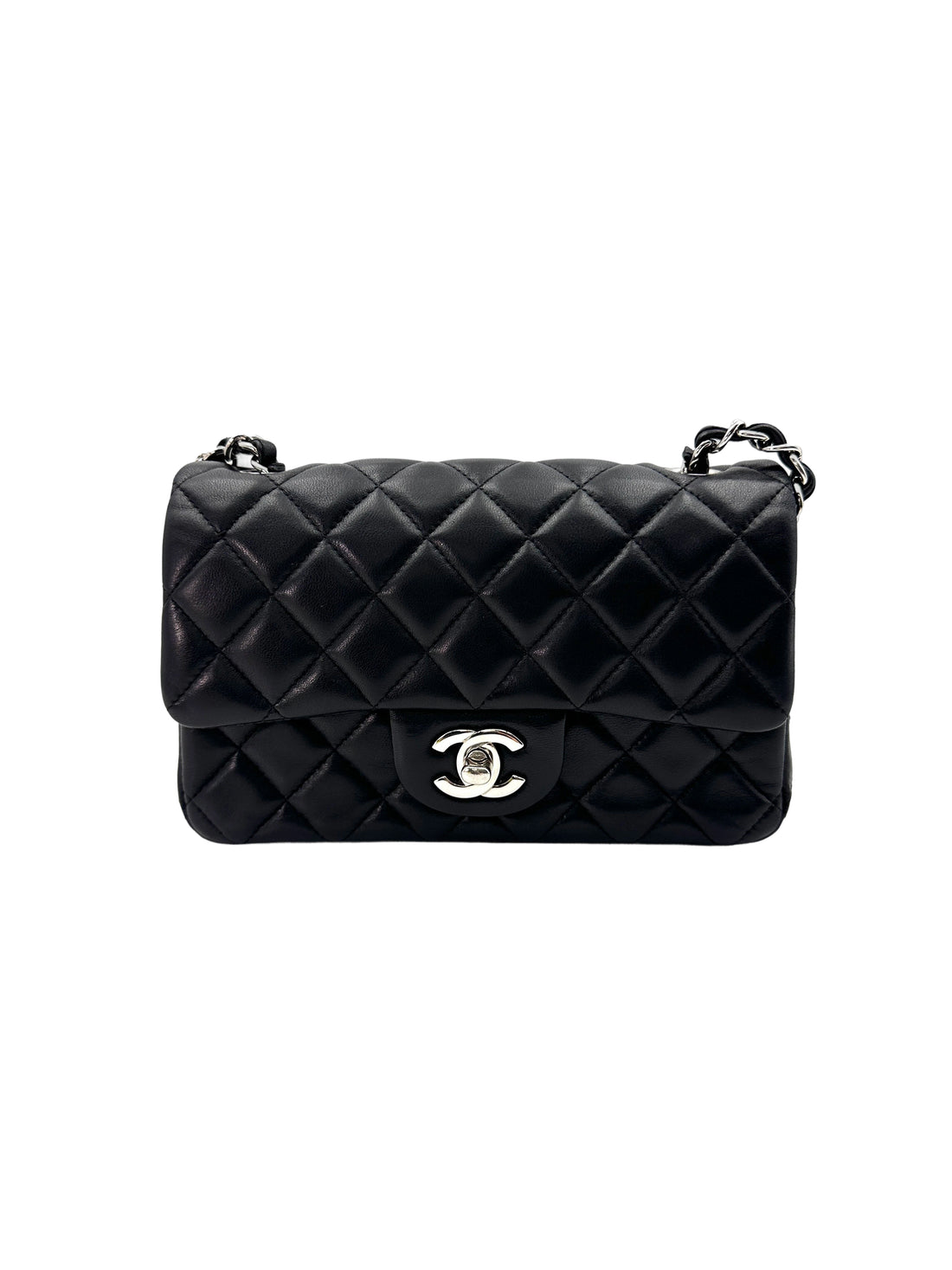 Chanel Classic Flap Black Quilted Leather Flap Bag With Silver Buckle(21***15) IRIS193