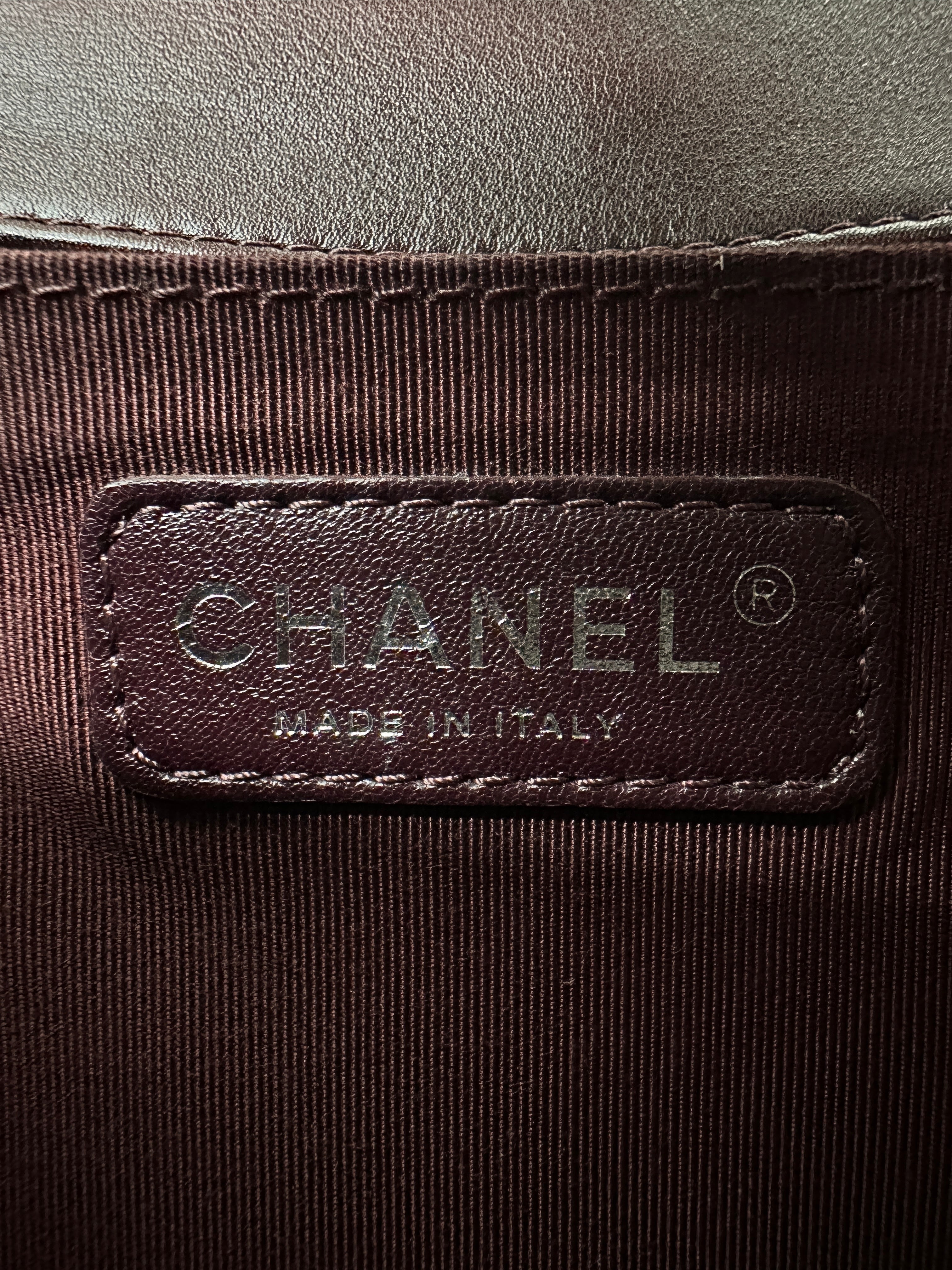 Chanel LeBoy Dark Red Chevron Quilted Leather Medium Size Flap Bag With Silver Buckle(19***47) CC1839