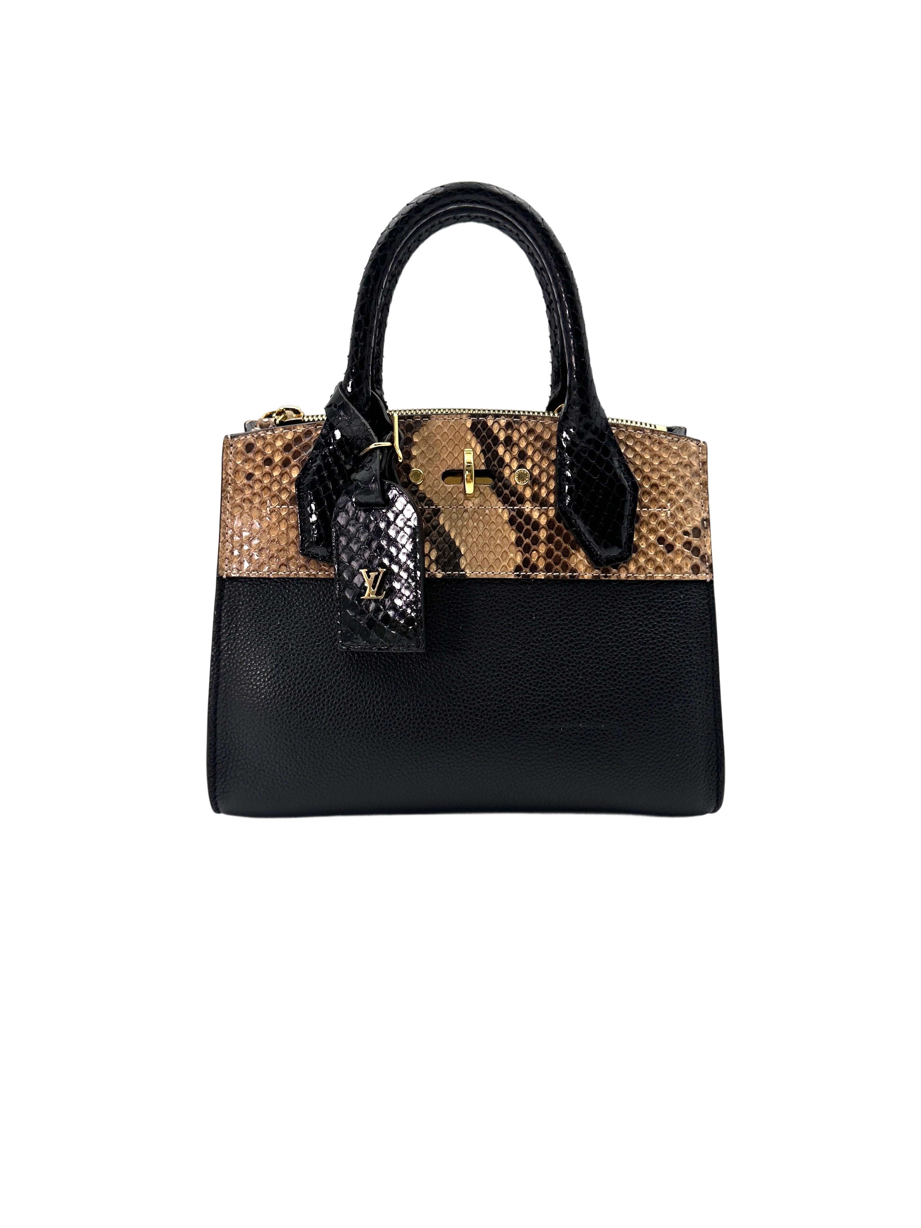 Louis Vuitton City Steamer Python & Black Grained Leather Handle Bag LV2522